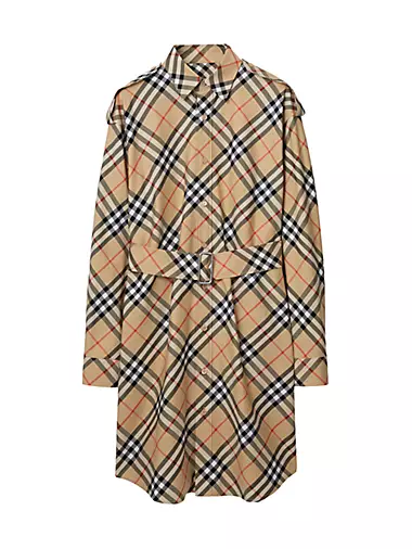 ​Heritage Checked Cotton Belted Midi-Shirtdress
