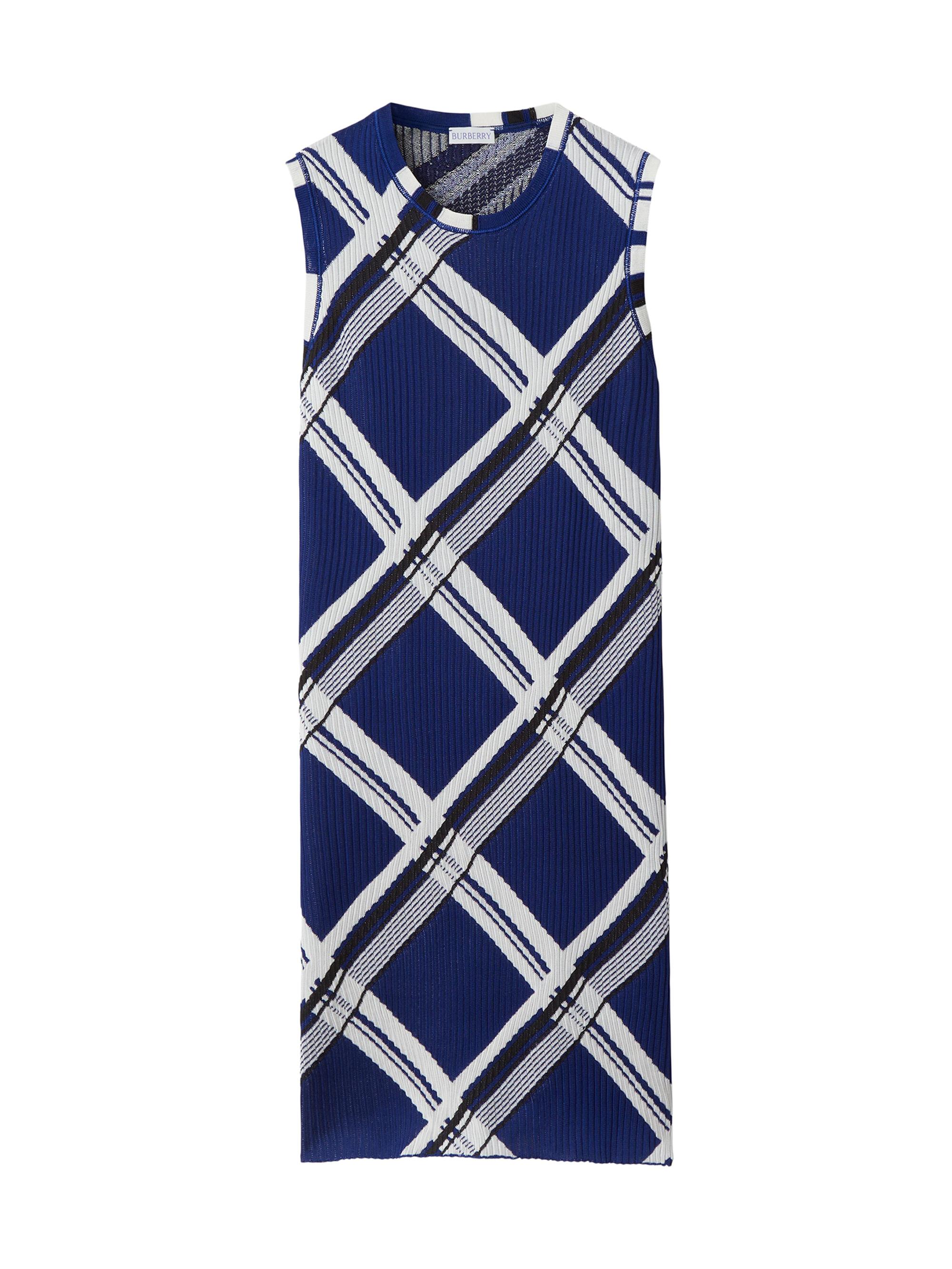 Burberry Women's Check Rib-Knit Silk Dress - Knight Check