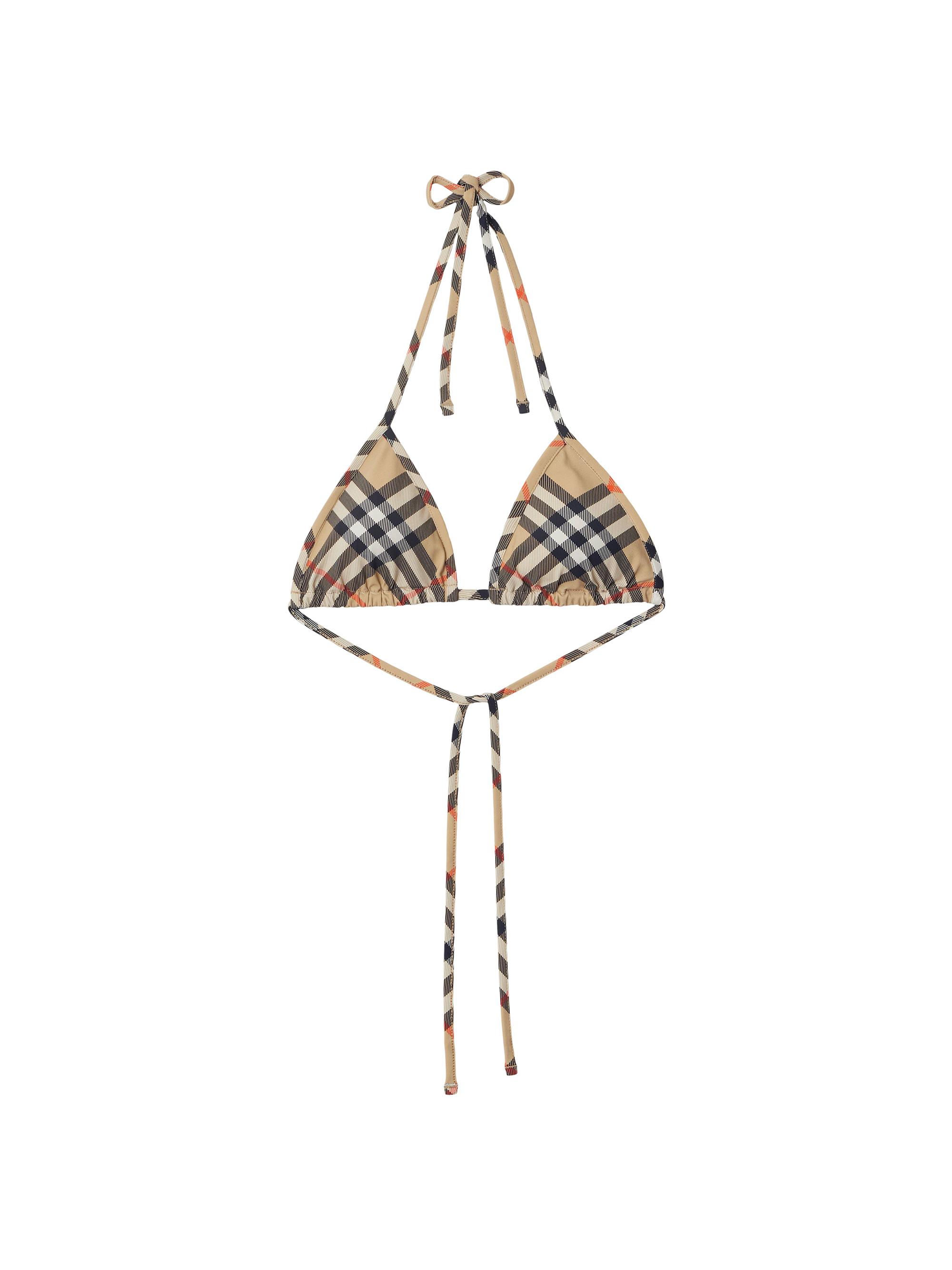 Burberry Women's Check Triangle Bikini Top - Sand Check