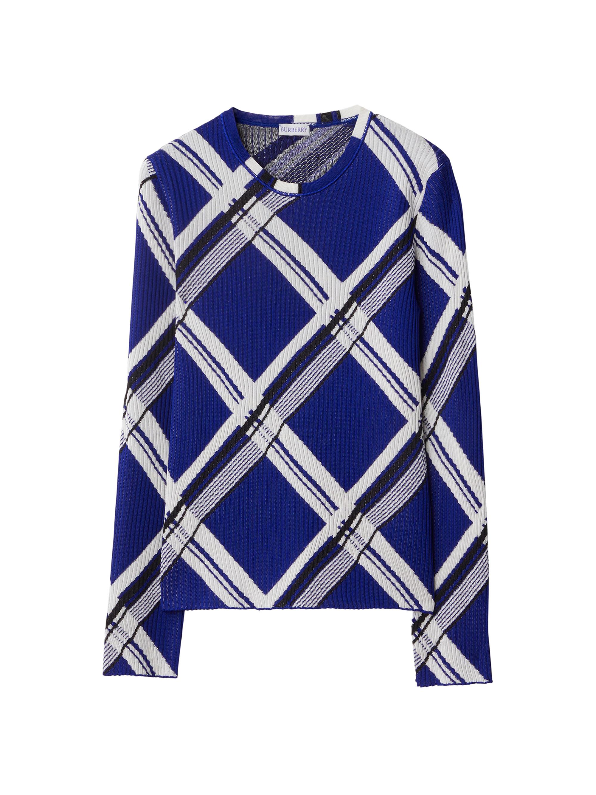Burberry Women's Check Rib-Knit Silk Top - Knight Check