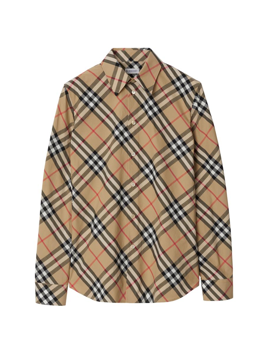 Tシャツ・カットソー Burberry SS25 Check shirt (8105202 ALABASTERIPCHECK) Burberry Cotton Check Shirt | Saks Fifth Avenue