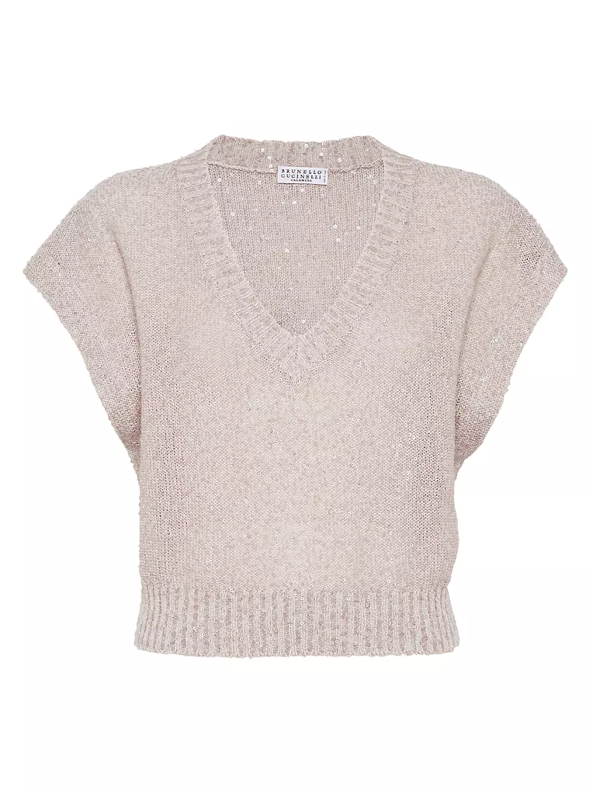 Shop Brunello Cucinelli Dazzling Linen, Cashmere And Silk Sweater