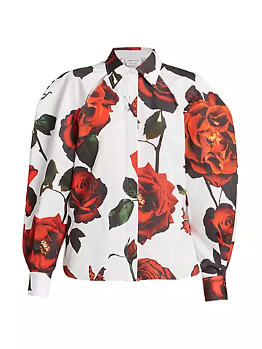 Rose-Print Cotton Shirt