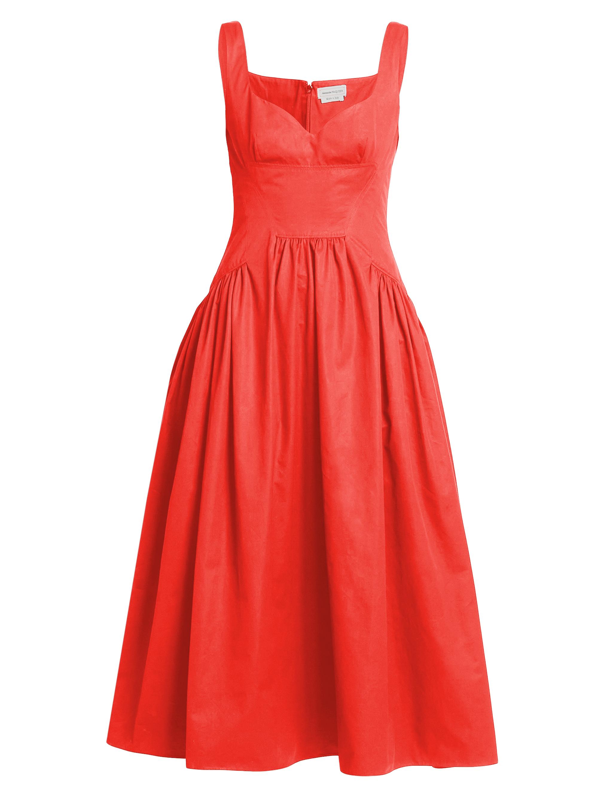 McQueen Women's Cotton Poplin Midi-Dress - Lust Red