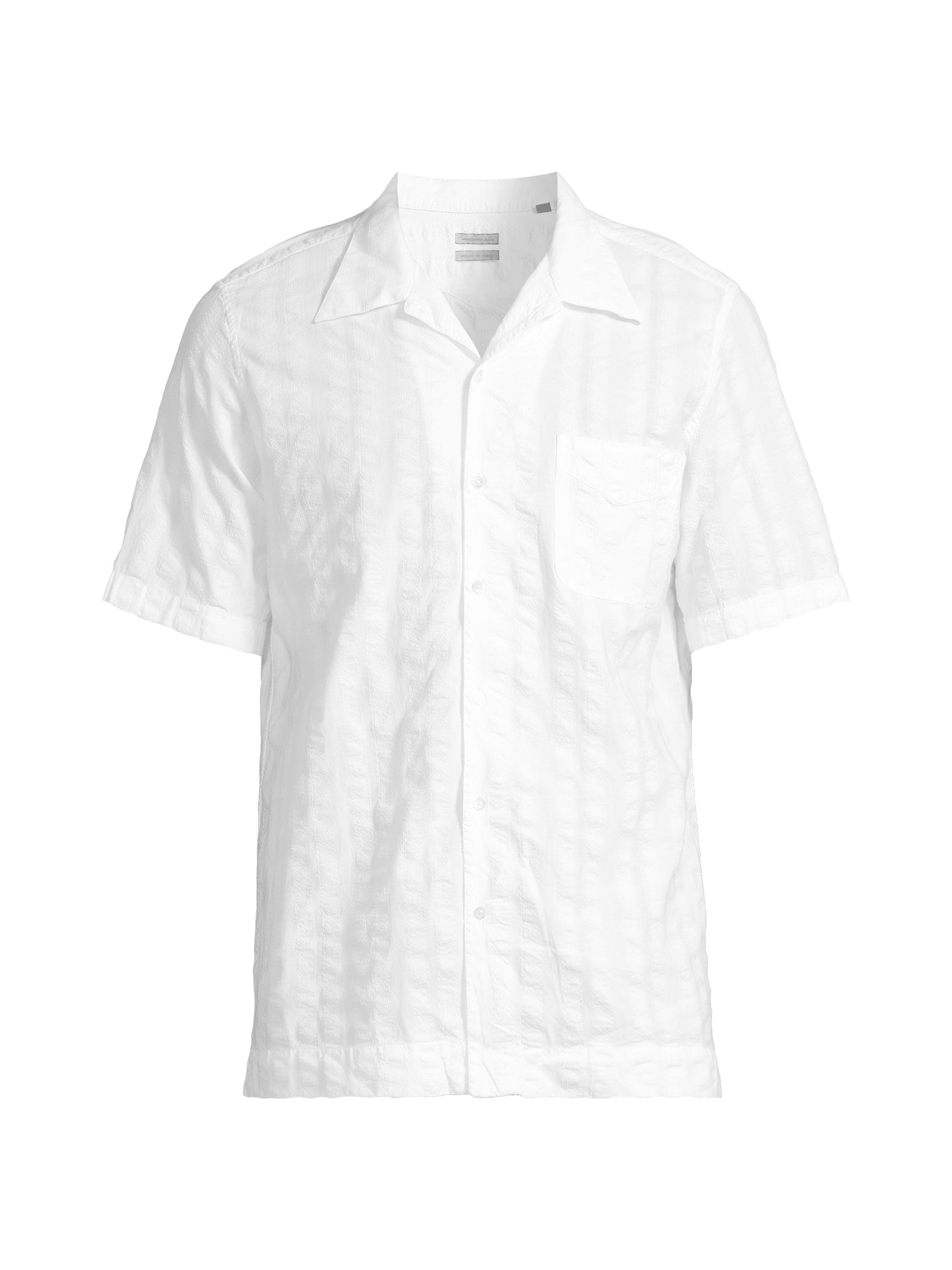 Massimo Alba Men's Venice Jacquard Camp Shirt - Bianco