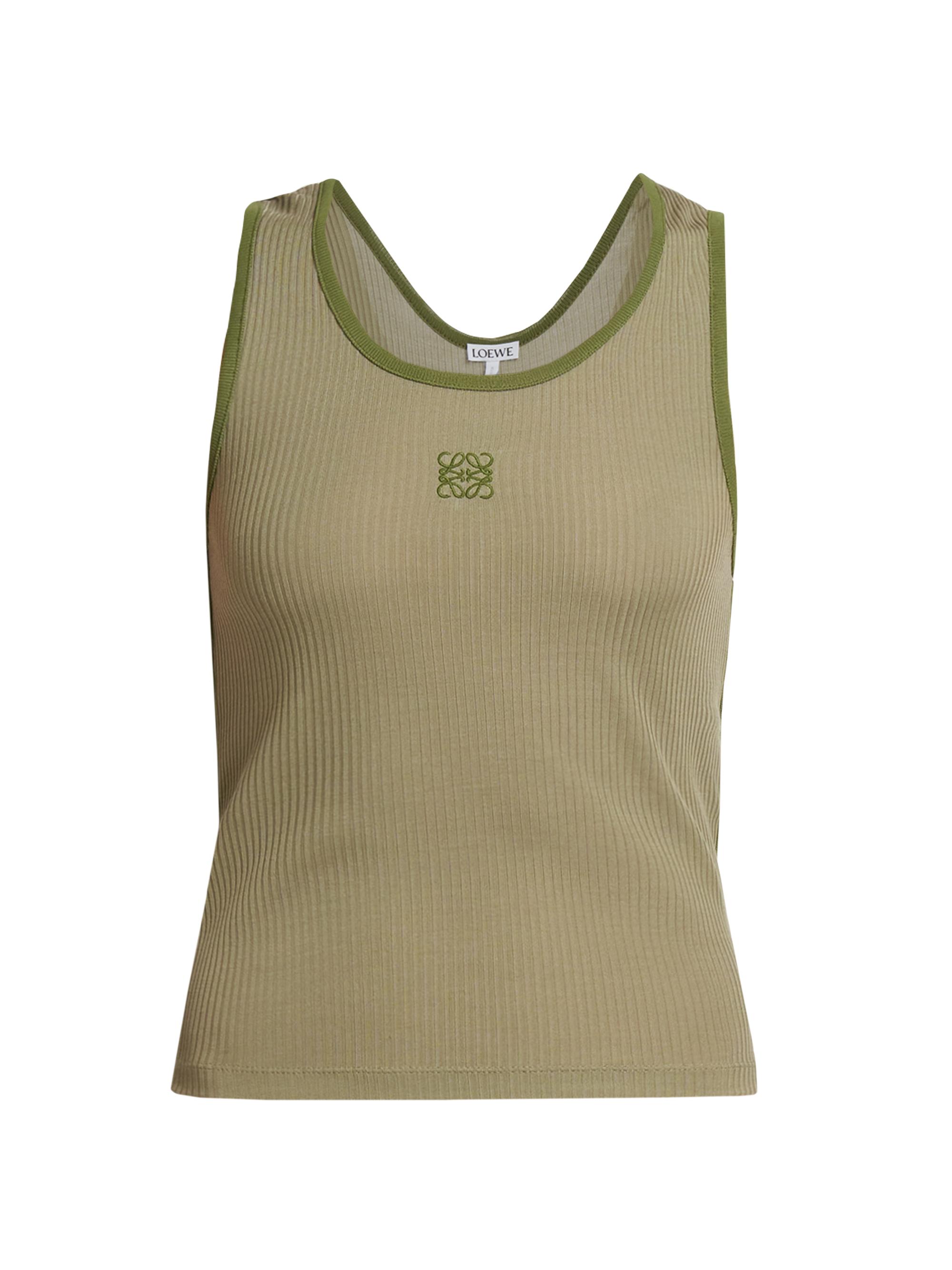 LOEWE Women's Embroidered Logo Silk-Blend Tank Top - Military Green