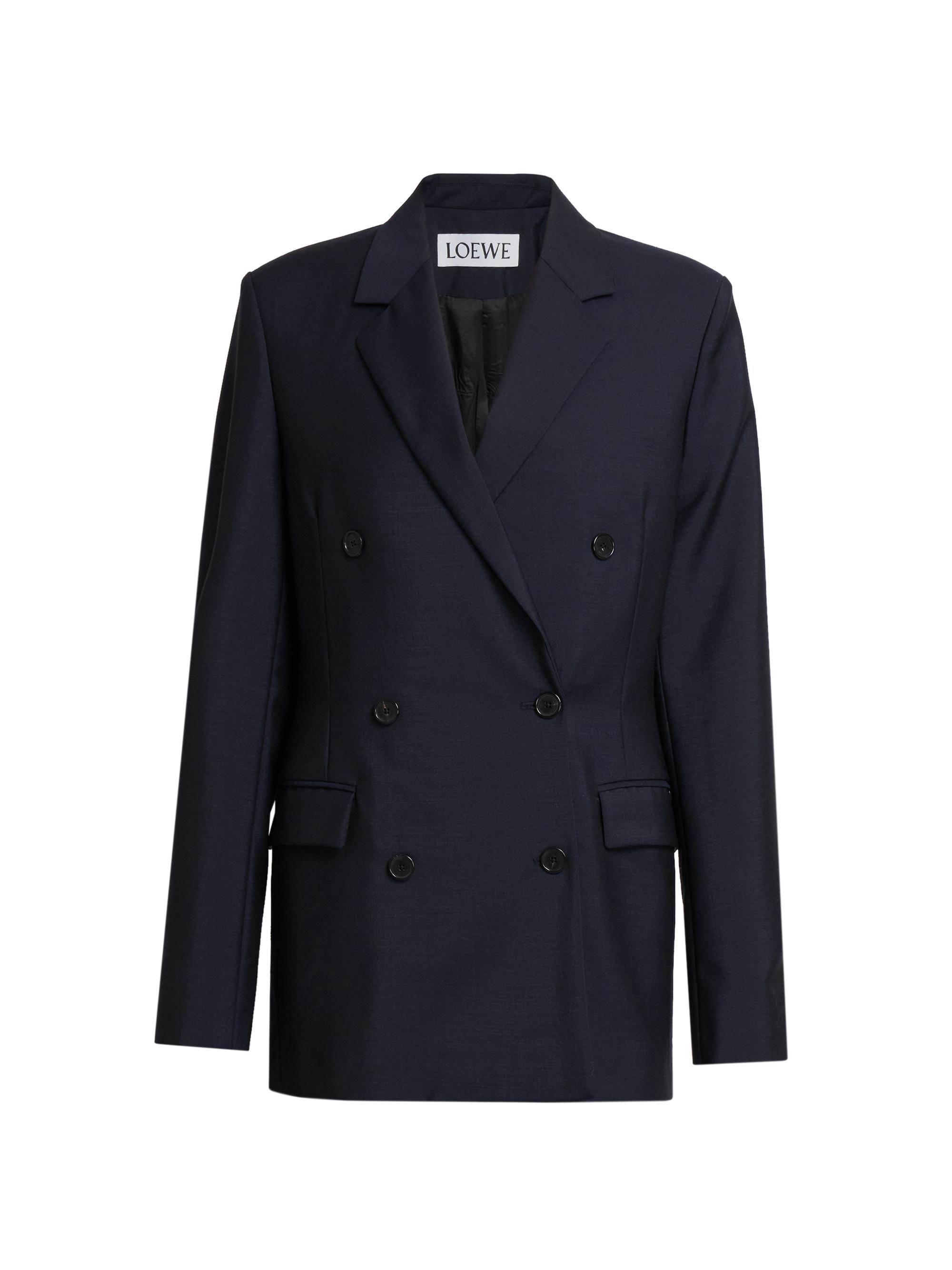 LOEWE Women's Wool-Blend Double-Breasted Jacket - Midnight Blue