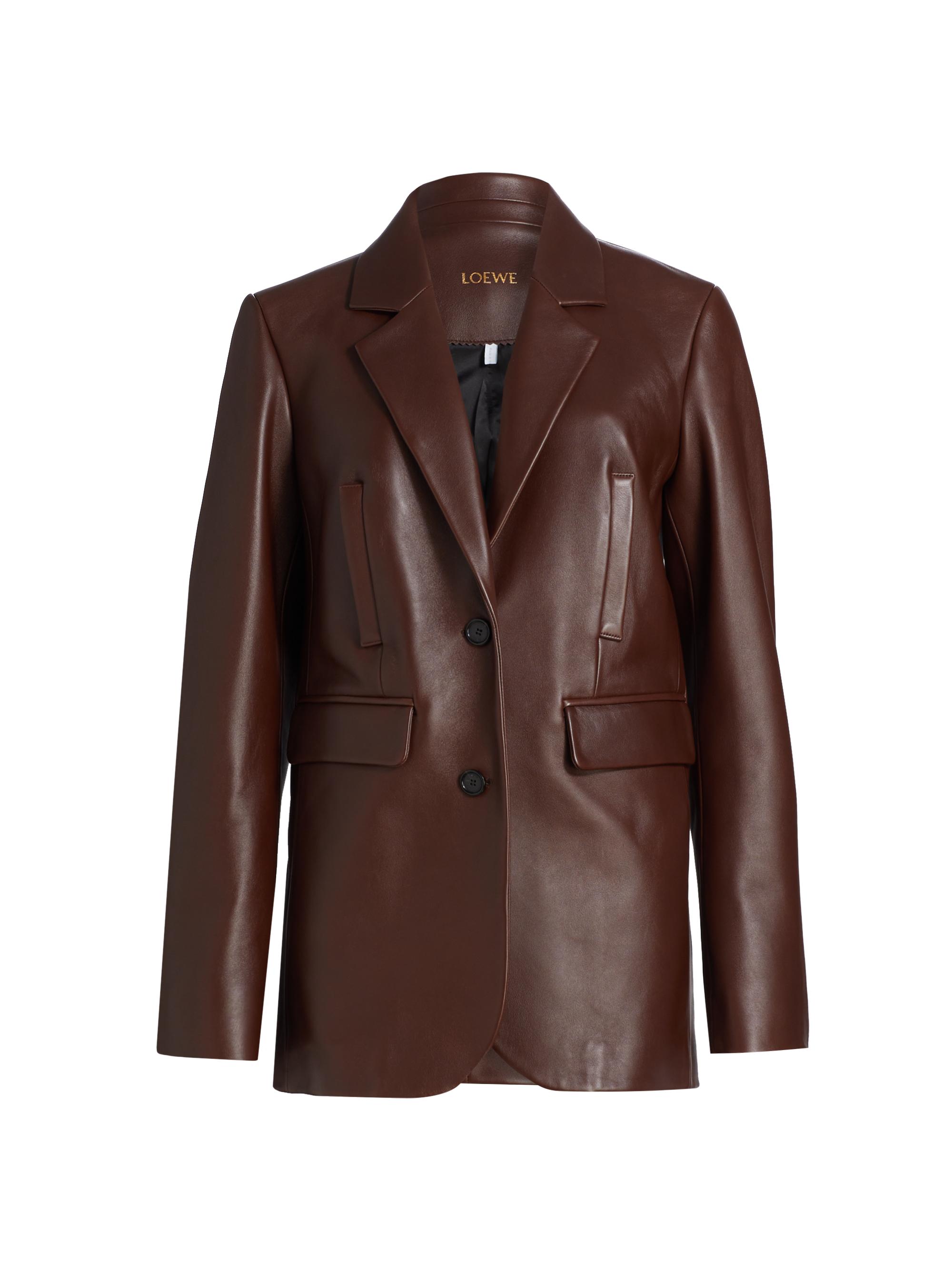 LOEWE Women's Tailored Leather Two-Button Jacket - Dark Chocolate