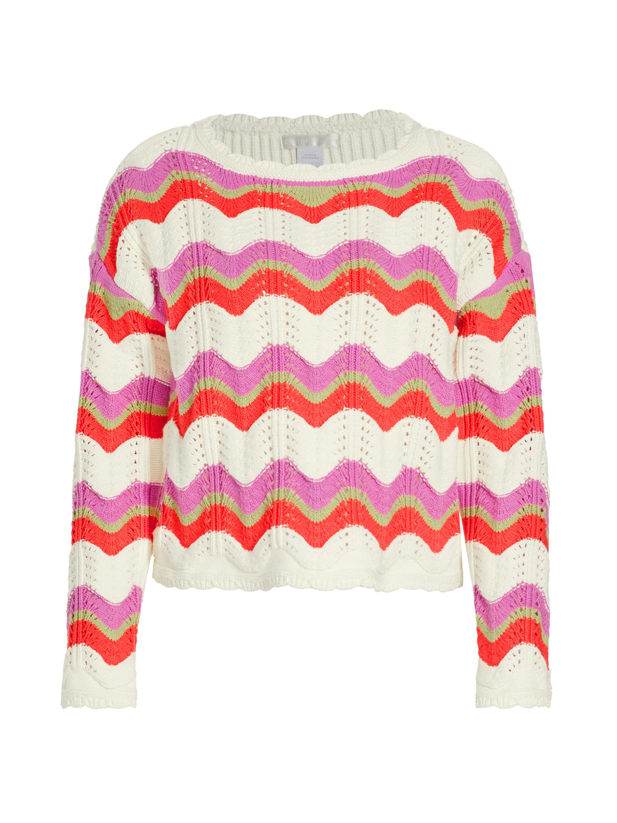 Design History Women's Chevron Pointelle Sweater - Bright Combo