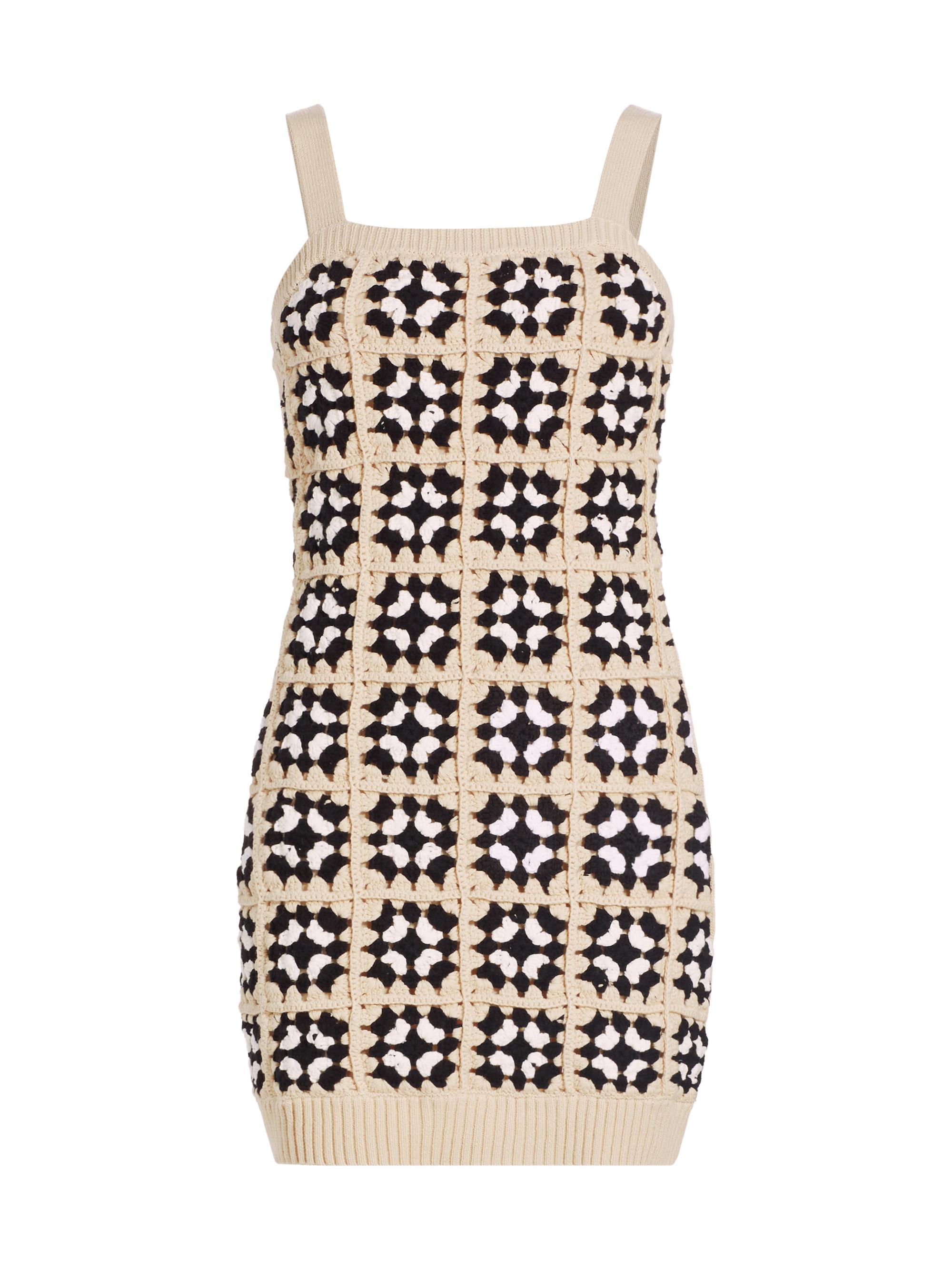 Design History Women's Geometric Crochet Minidress - Black Cream