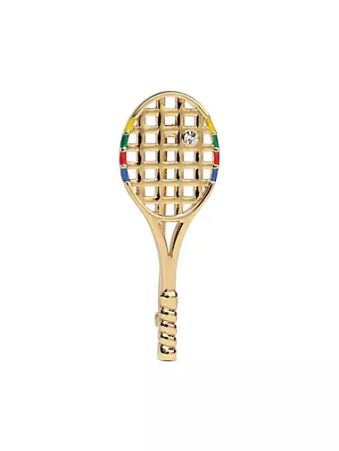 18K Gold-Plated Tennis Racket Brooch