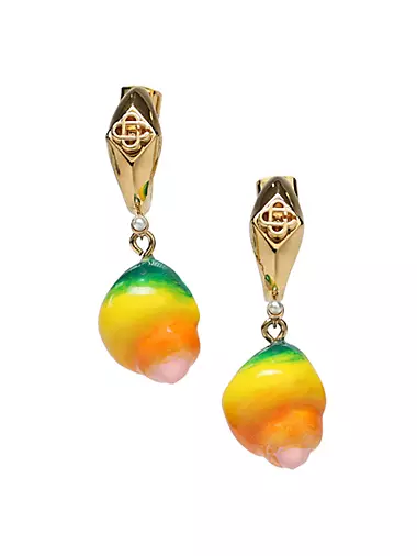 18K Gold-Plated Shell & Imitation Pearl Drop Earrings