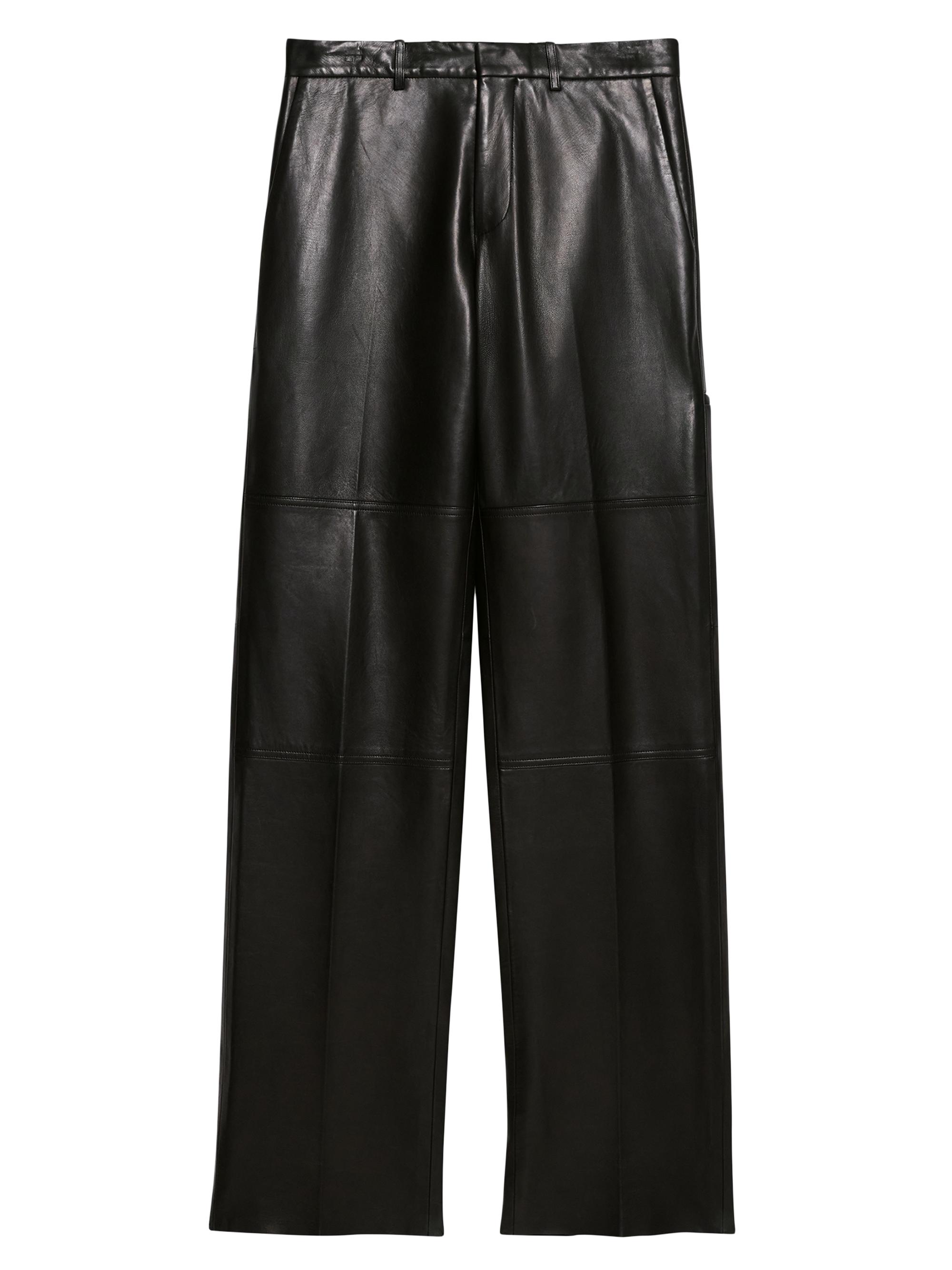 Helmut Lang Men's Leather Relaxed-Fit Carpenter Pants - Black