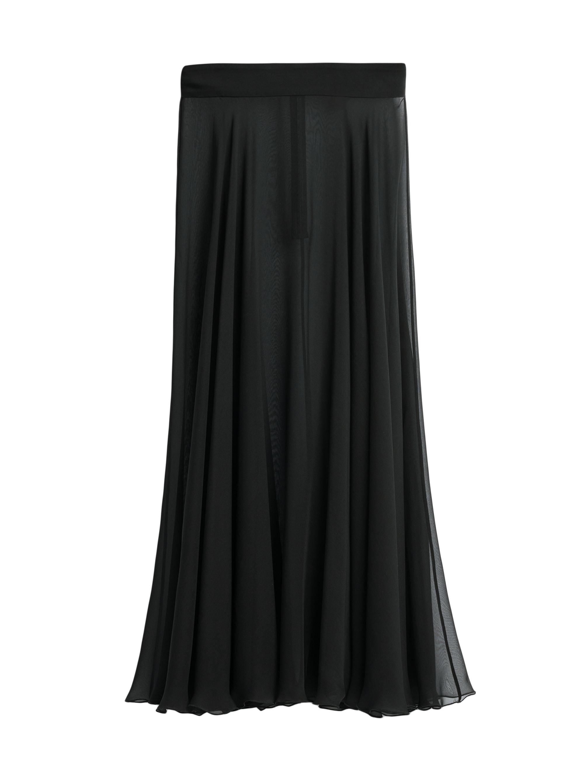 Dolce & Gabbana Women's Sheer Chiffon Silk Pleated Midi-Skirt - Nero