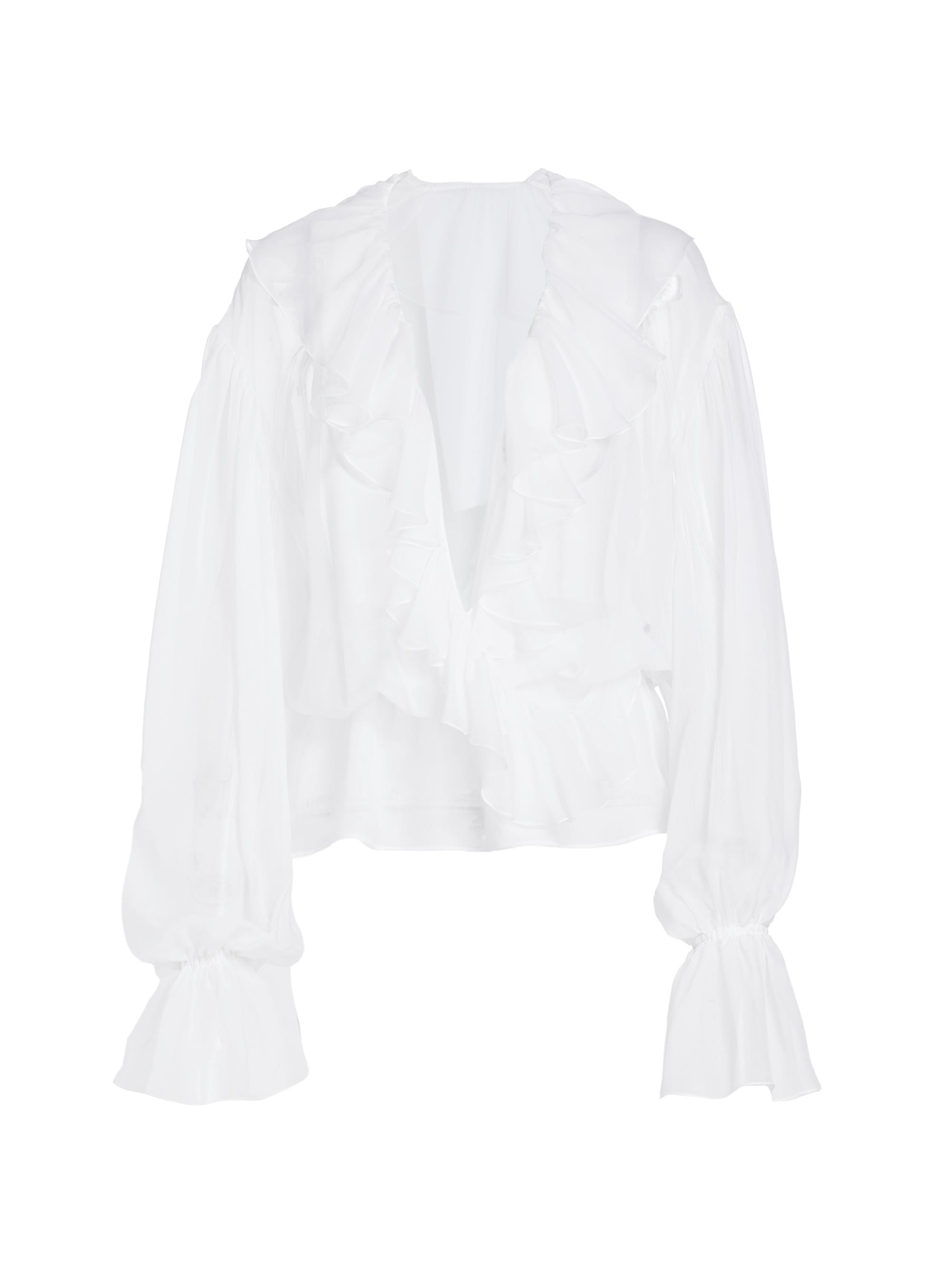 Dolce & Gabbana Women's Sheer Surplice Chiffon Silk Blouse - Bianco Ottico
