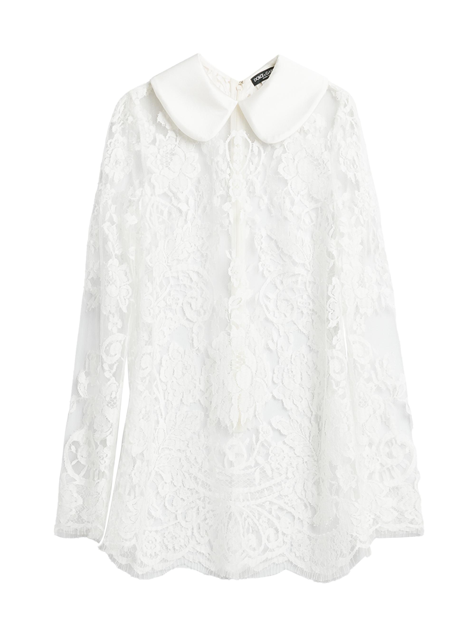 Dolce & Gabbana Women's Collared Lace Minidress - Bianco Naturale