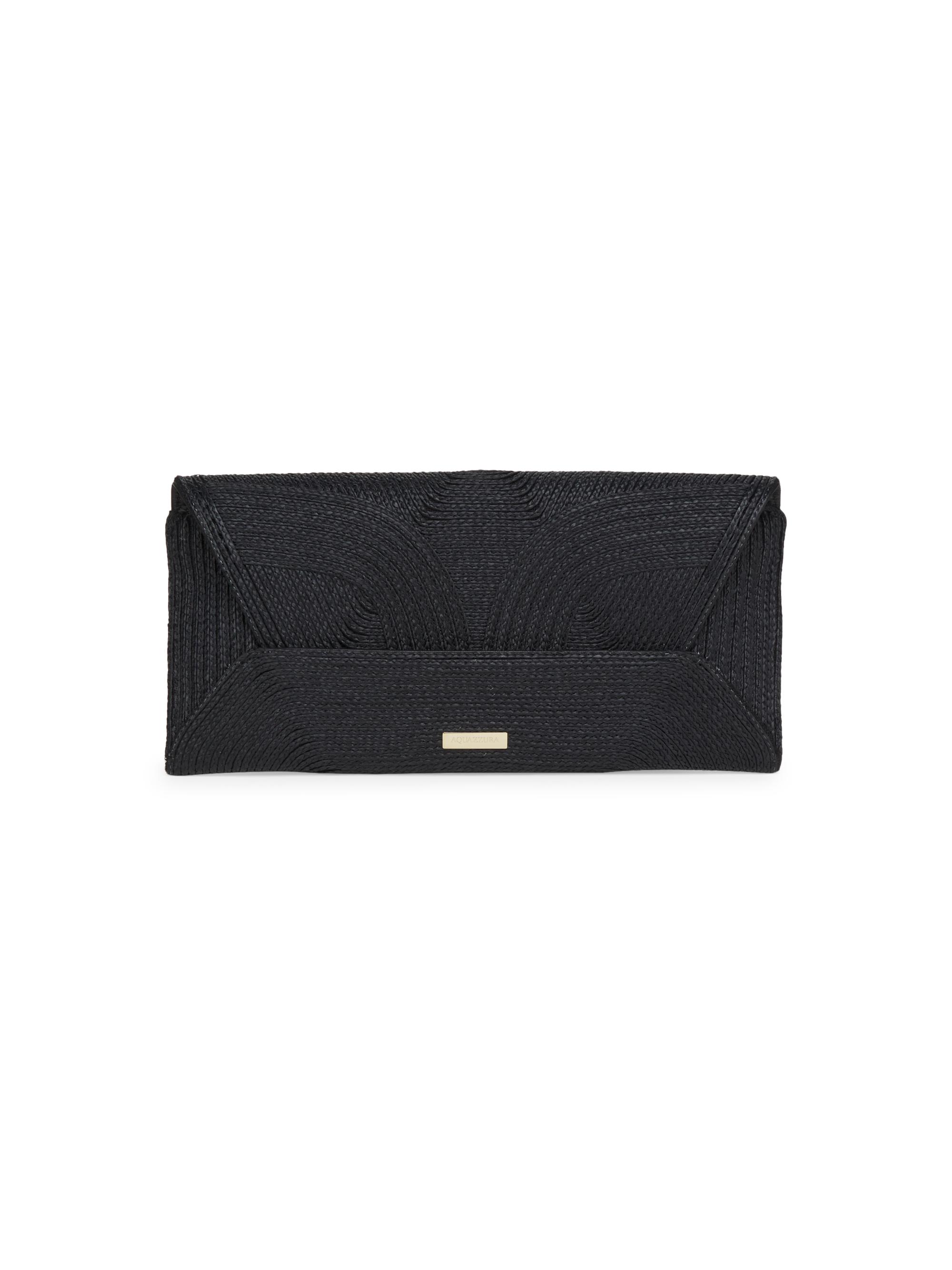 Aquazzura Women's Vacanza Raffia Clutch - Black