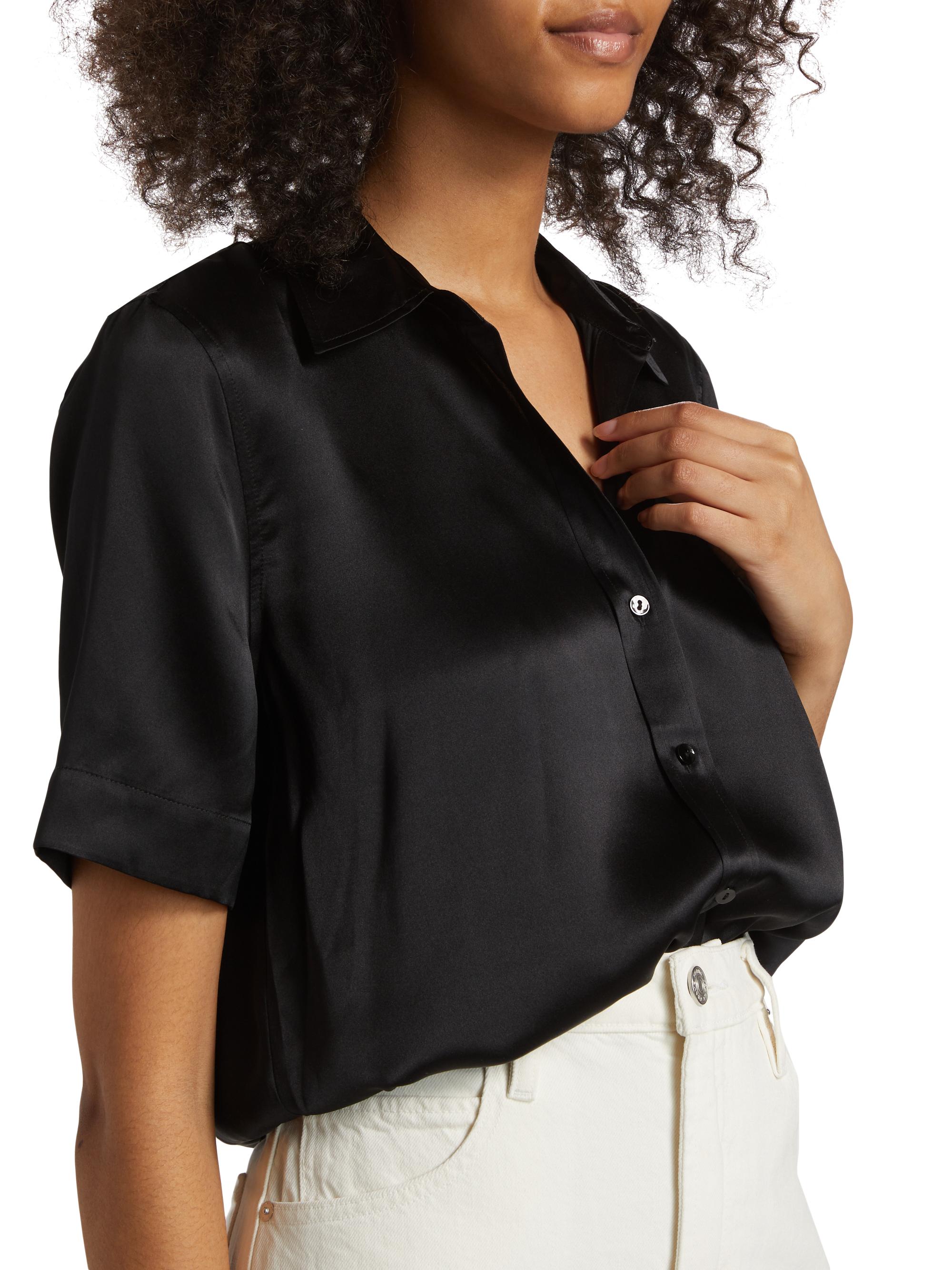 L'AGENCE Ellah Satin Silk Shirt | Saks Fifth Avenue
