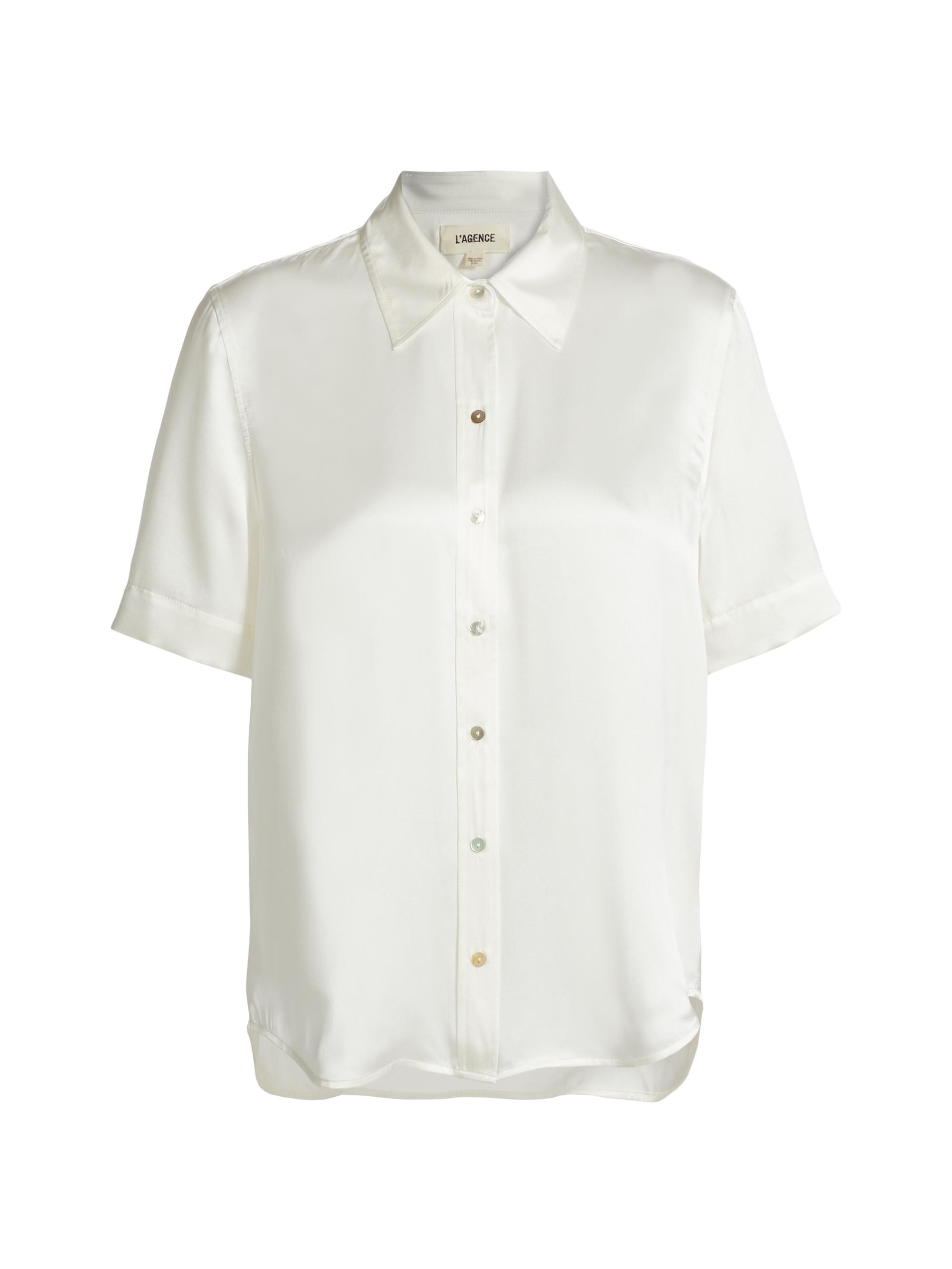 L'AGENCE Women's Ellah Satin Silk Shirt -