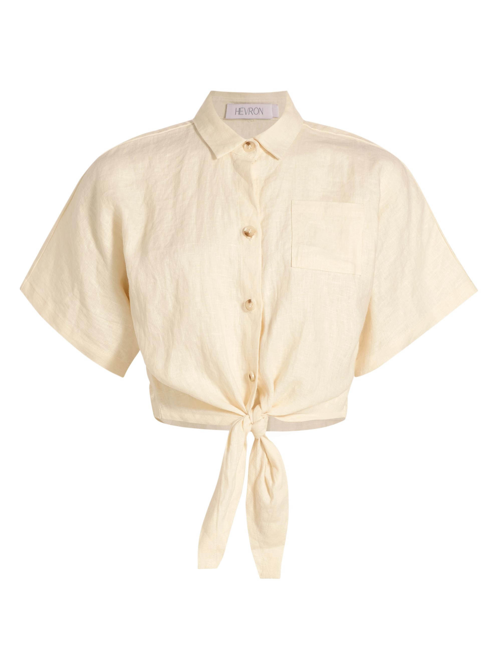 Hevron Women's Alex Linen Tie Crop Shirt -