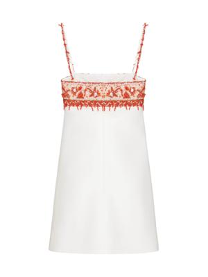 Embroidered Crepe Mini Dress