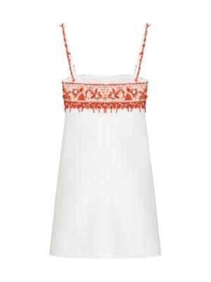 Embroidered Crepe Mini Dress