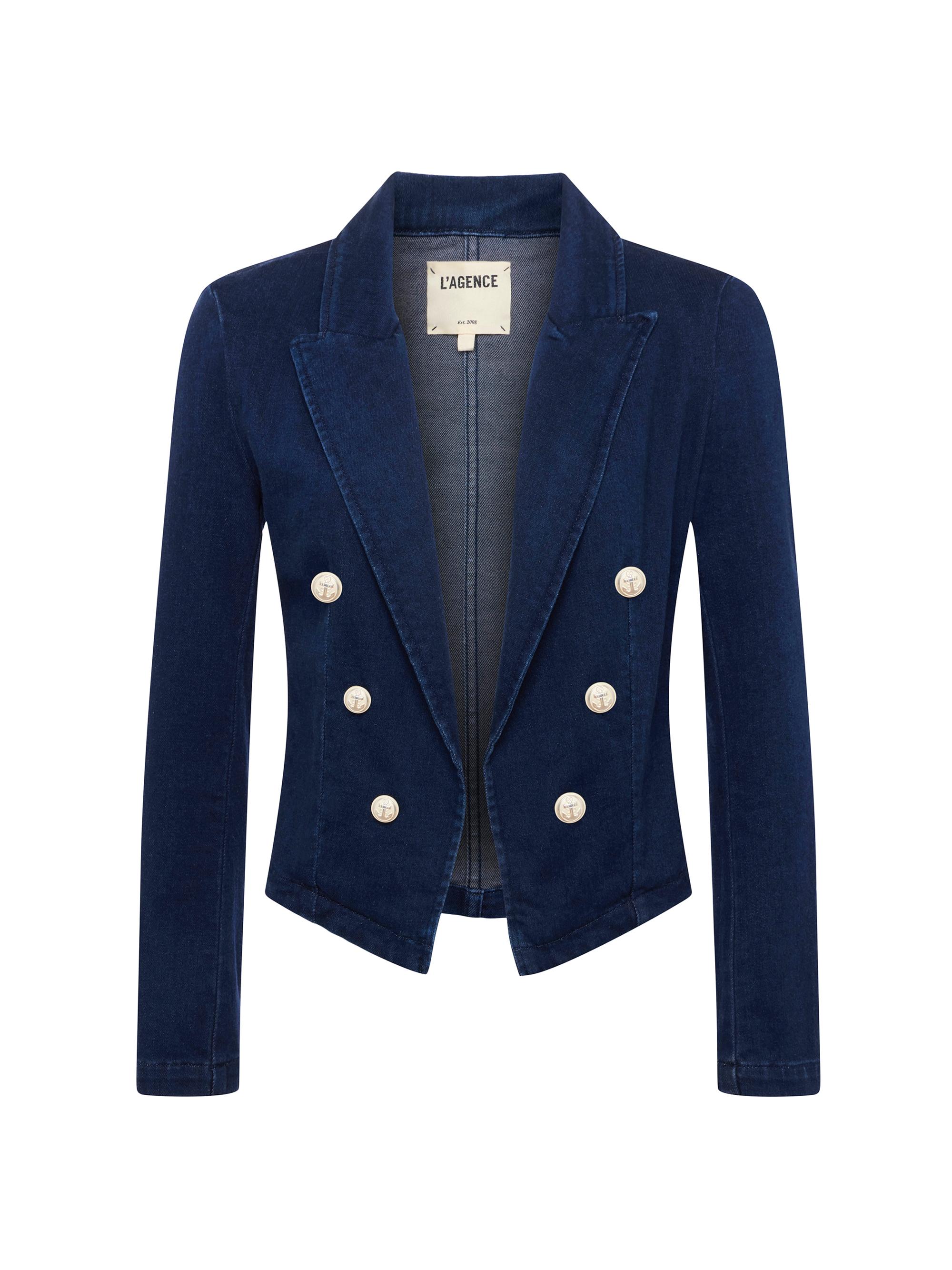 L'AGENCE Women's Wayne Denim Double-Breasted Blazer - Palomino