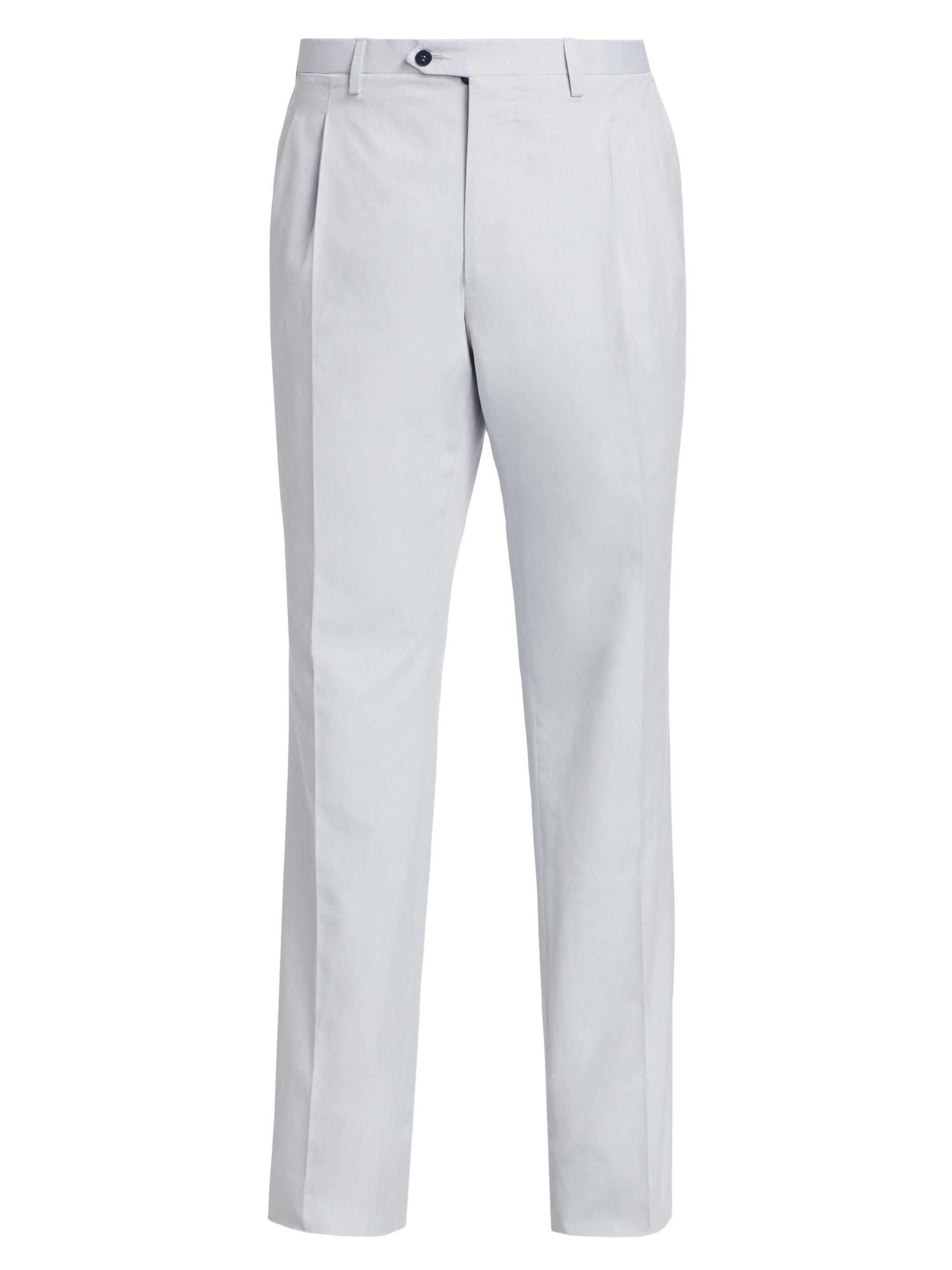 Kiton Men's Cotton Crease-Front Trousers - White