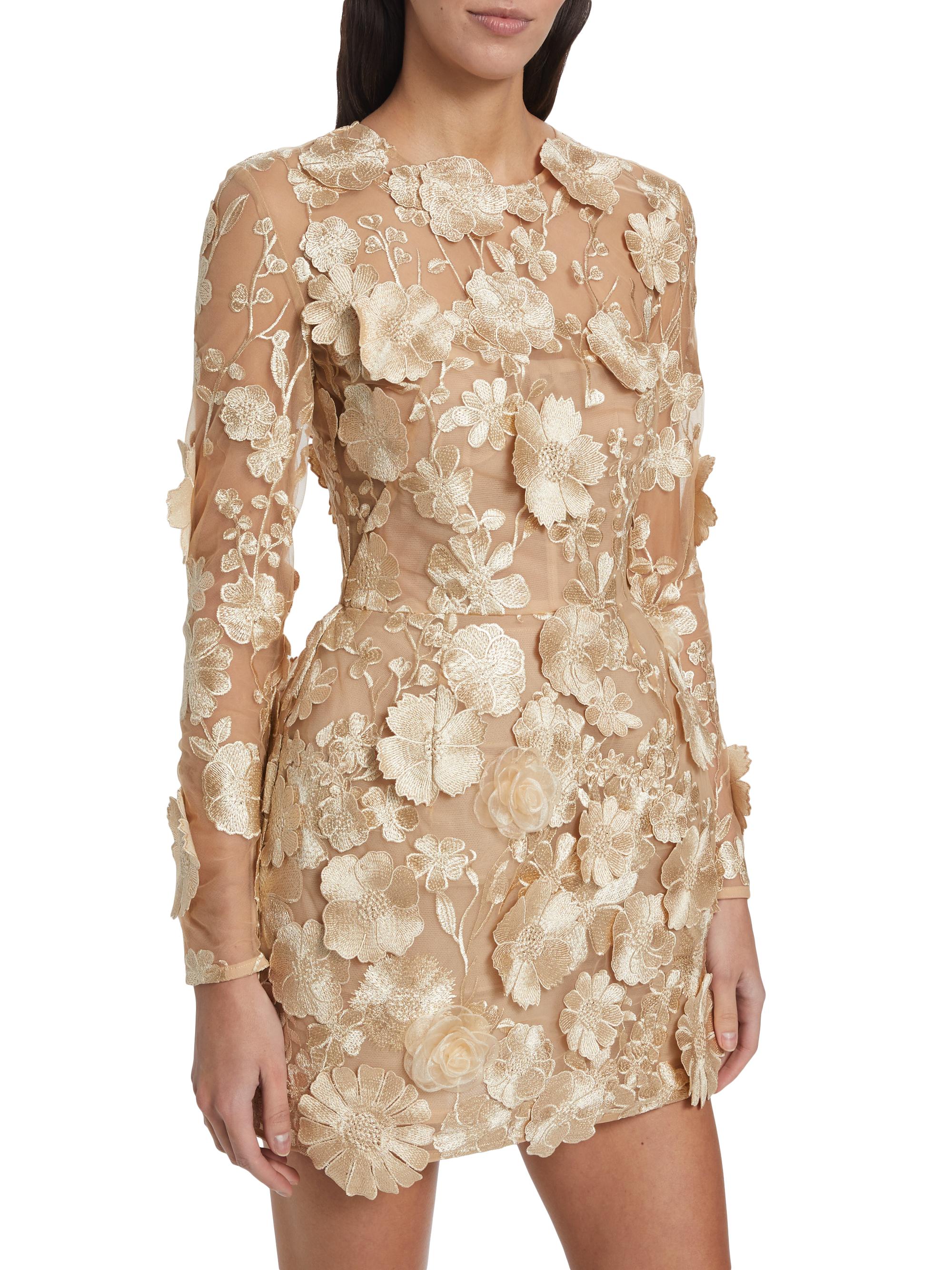 designer gold mini dress GOLDEN FLORAL MINI DRESS | CULT MIA