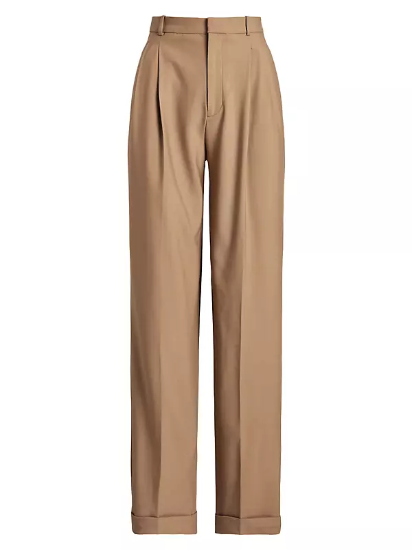 Shop Polo Ralph Lauren Wool Pleated Wide-Leg Pants | Saks Fifth Avenue