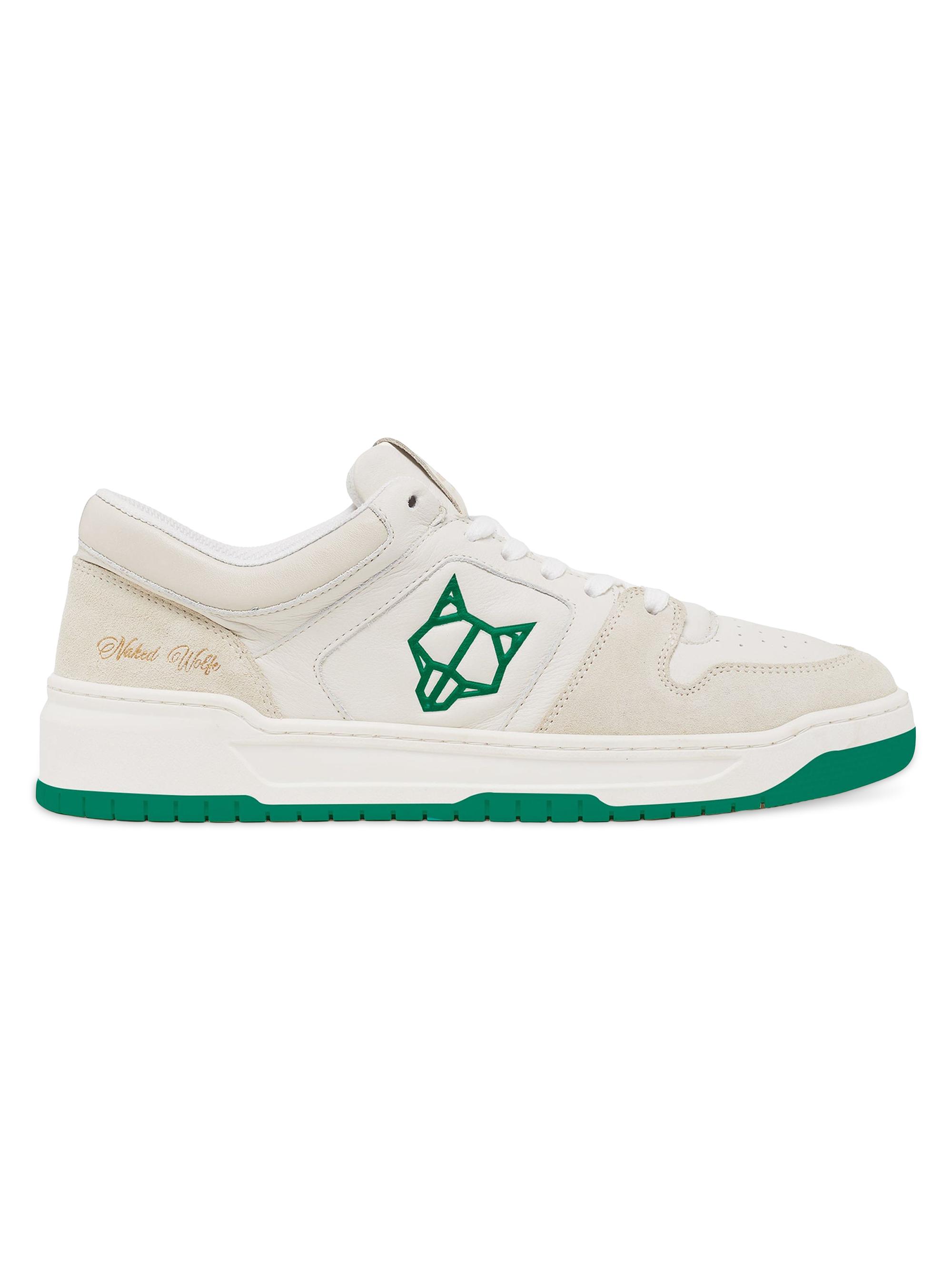 Naked Wolfe Men's CM-01 Leather Suede Combo Sneakers - Green Off White