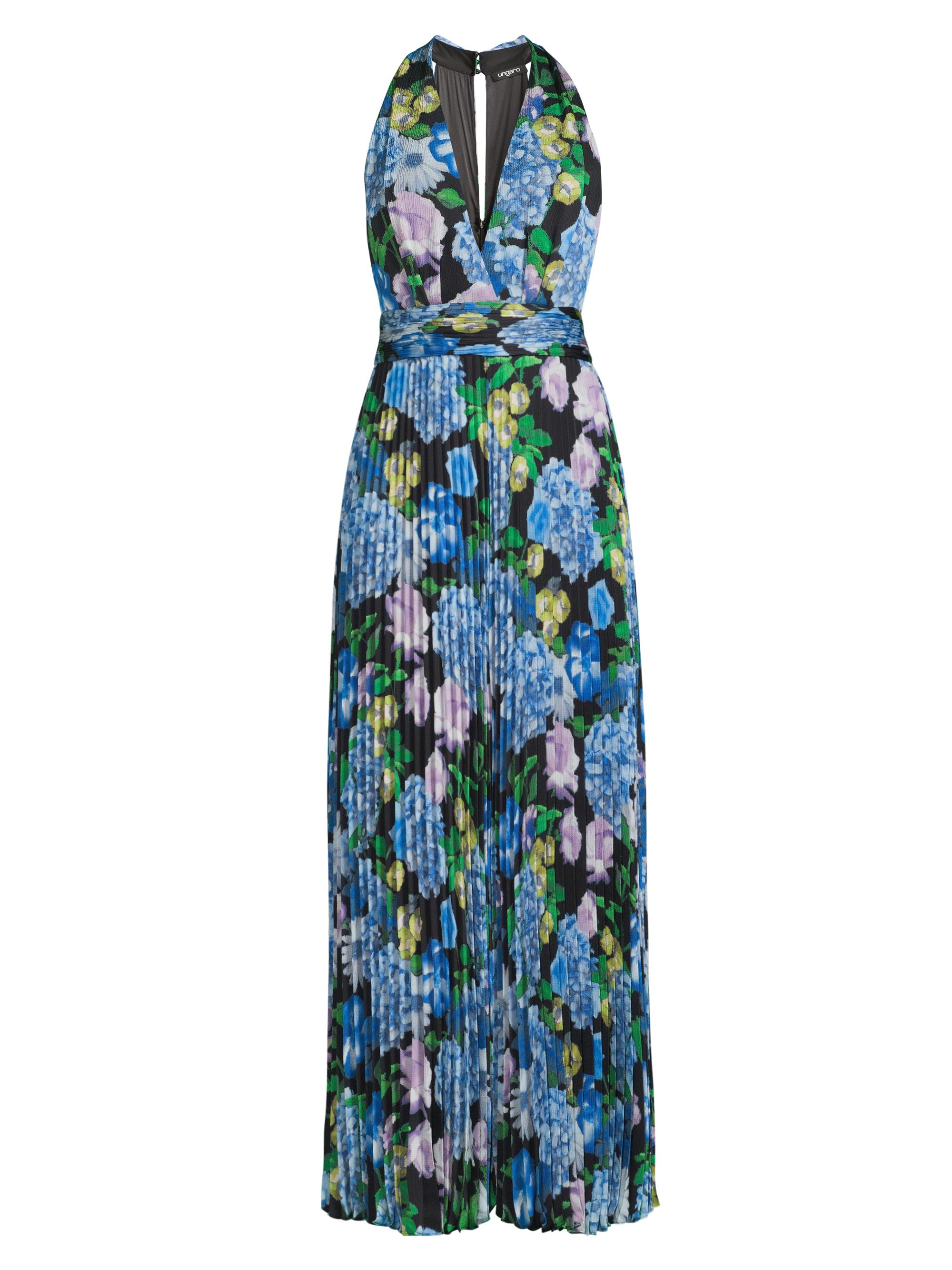 Ungaro Women's Elizabeth Floral Satin Maxi Dress - Teal Multi