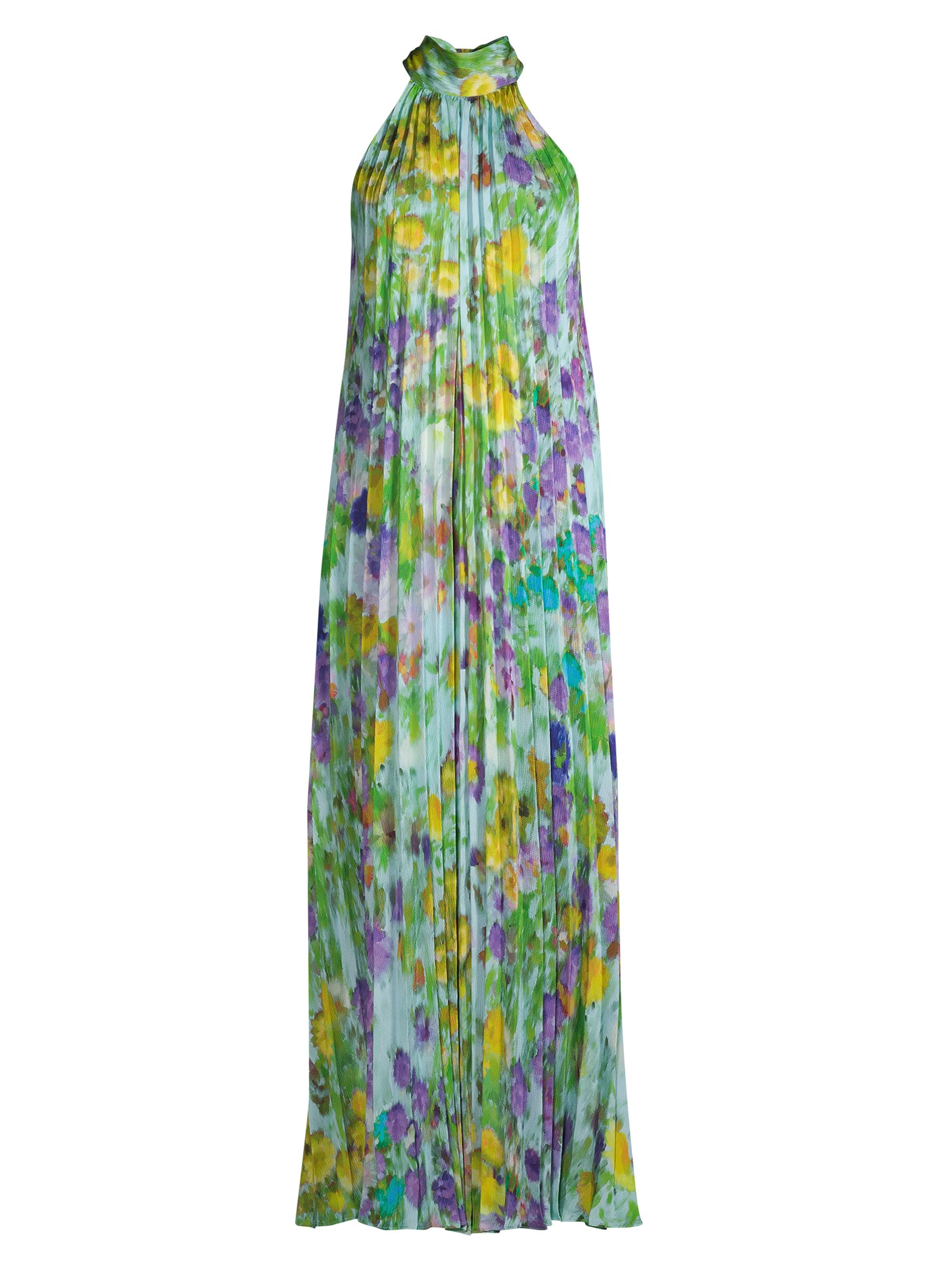 Ungaro Women's Violet Pleated Floral Gown - Dusty Blue Multi
