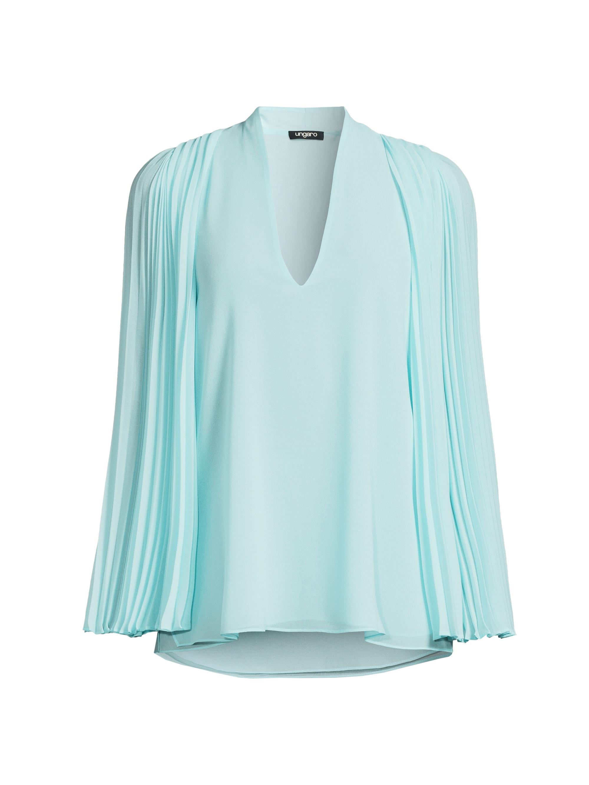 Ungaro Women's Evelyn Pleated Sleeve Blouse - Light Turquoise