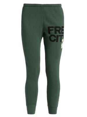 Freecity Women's Logo Cotton Crop Sweatpants - Surplus Greens