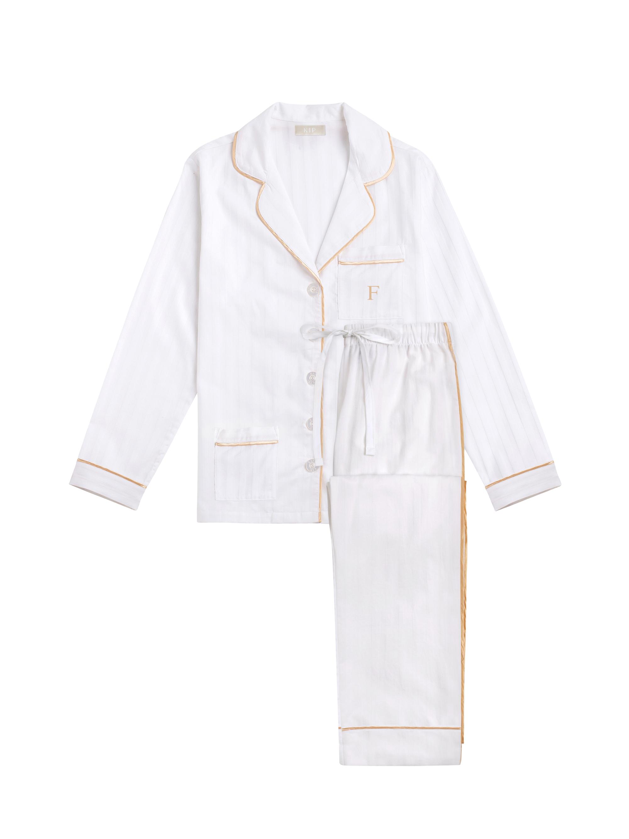 KIP. Women's Monogrammed Premium Cotton Collection Pajama Set - Initial F