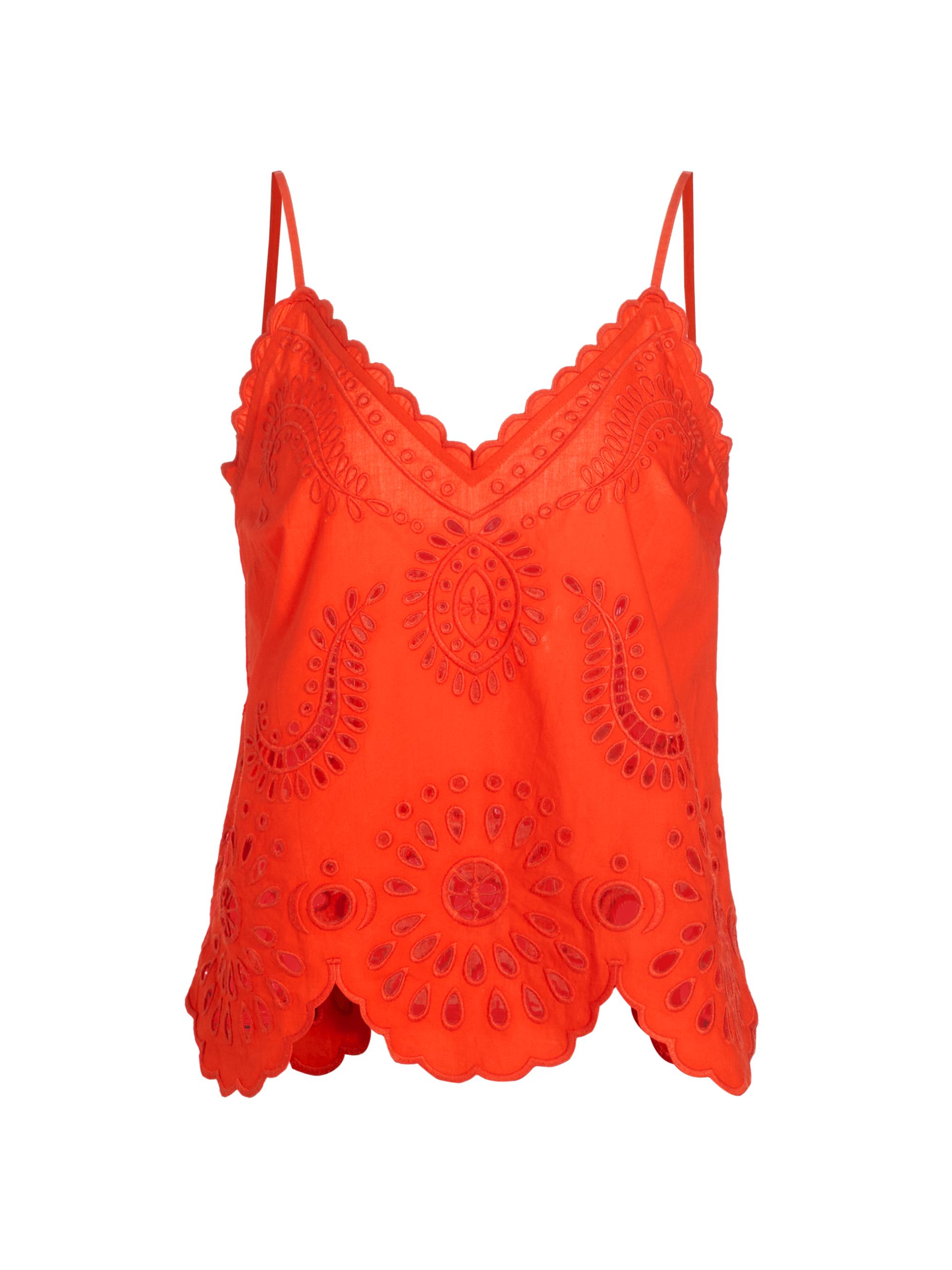 Figue Women's Gillian Broderie Cami - Sunset Red