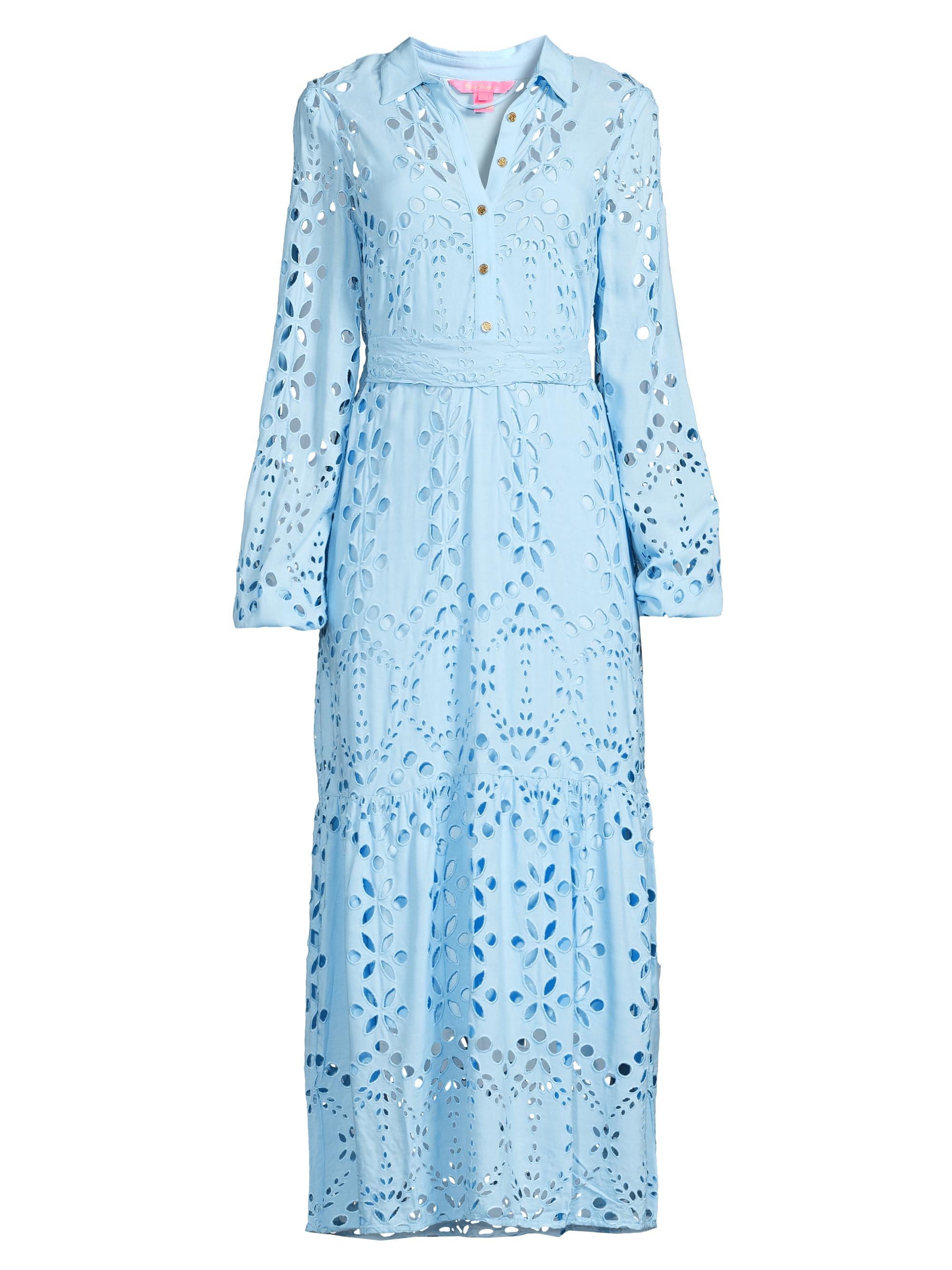 Lilly Pulitzer Women's Zia Eyelet-Embroidered Maxi Dress - Hydra Blue Soiree Eyelet