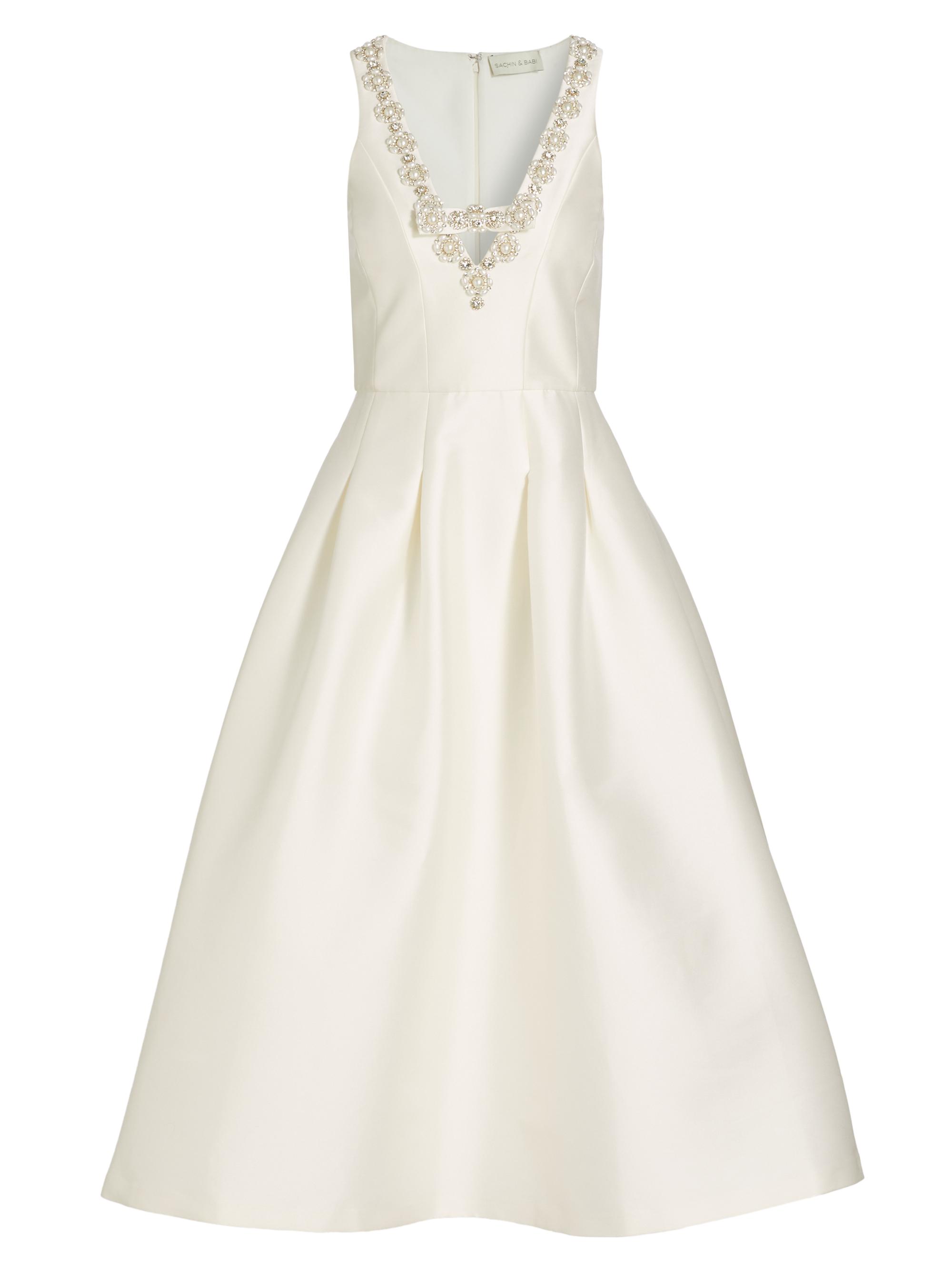 Sachin & Babi Women's Millie Beaded Mikado Dress - Off White