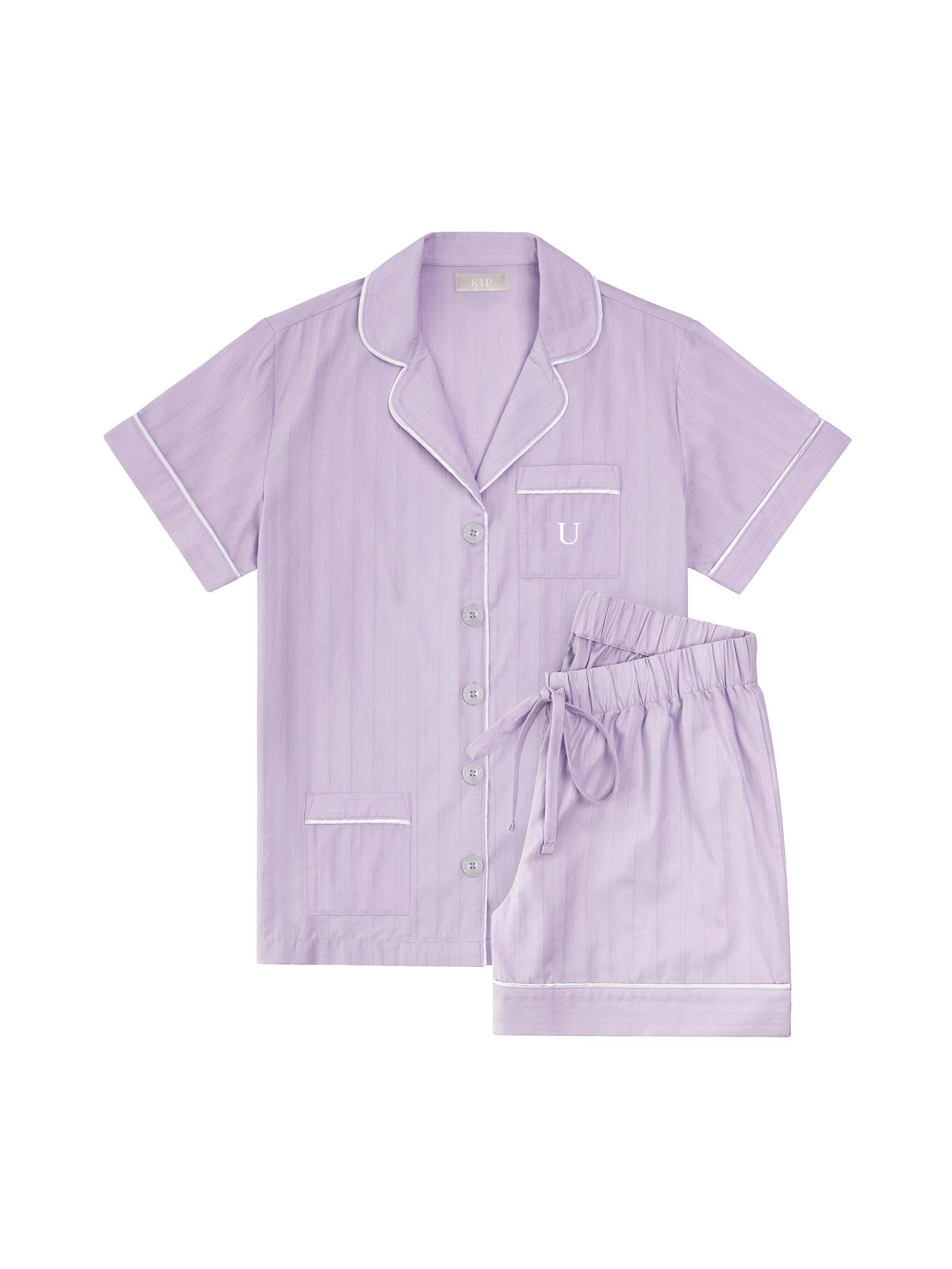 KIP. Women's Monogrammed Premium Cotton Collection Short Pajama Set - Initial U