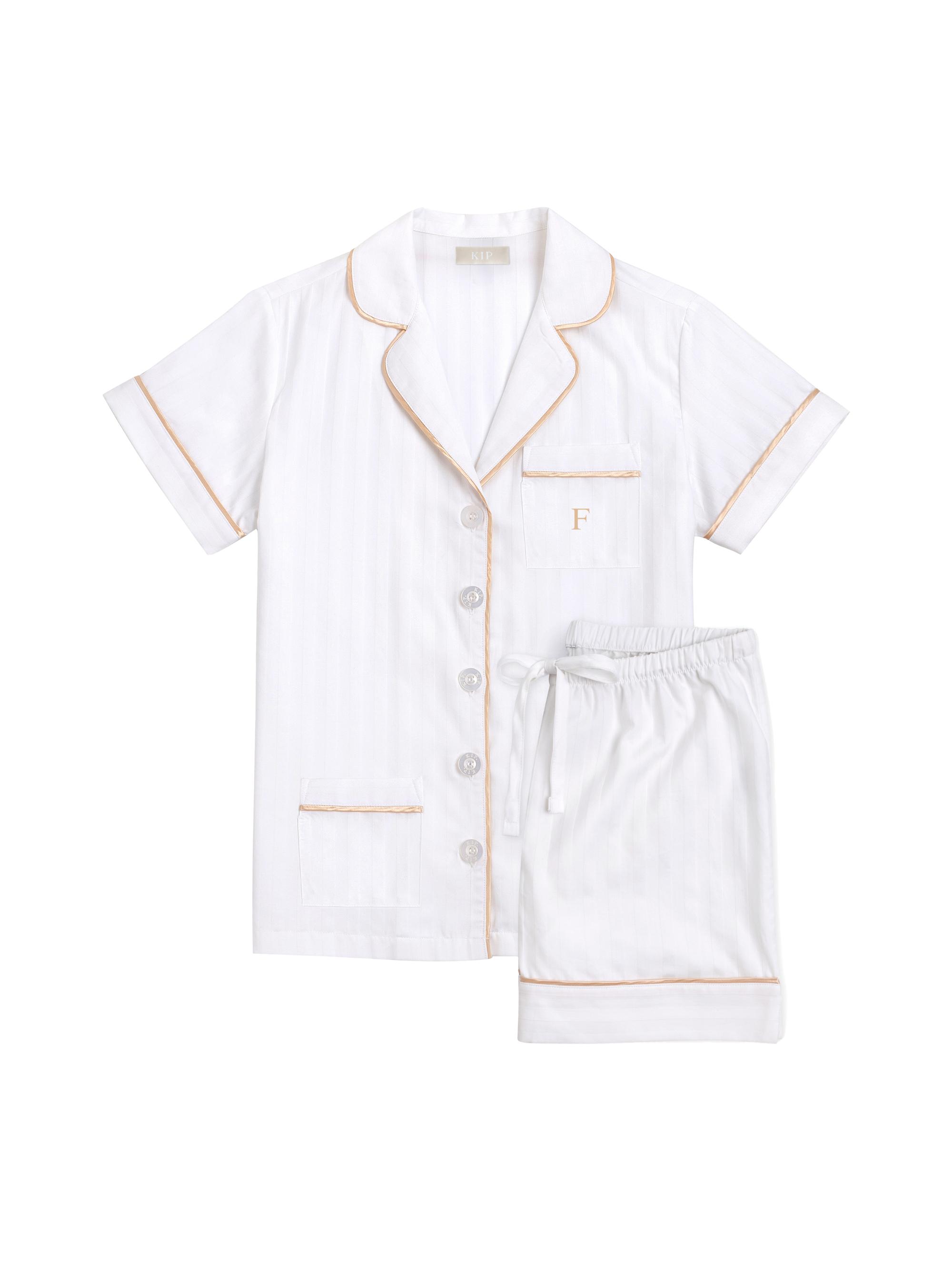 KIP. Women's Monogrammed Premium Cotton Collection Short Pajama Set - Initial F