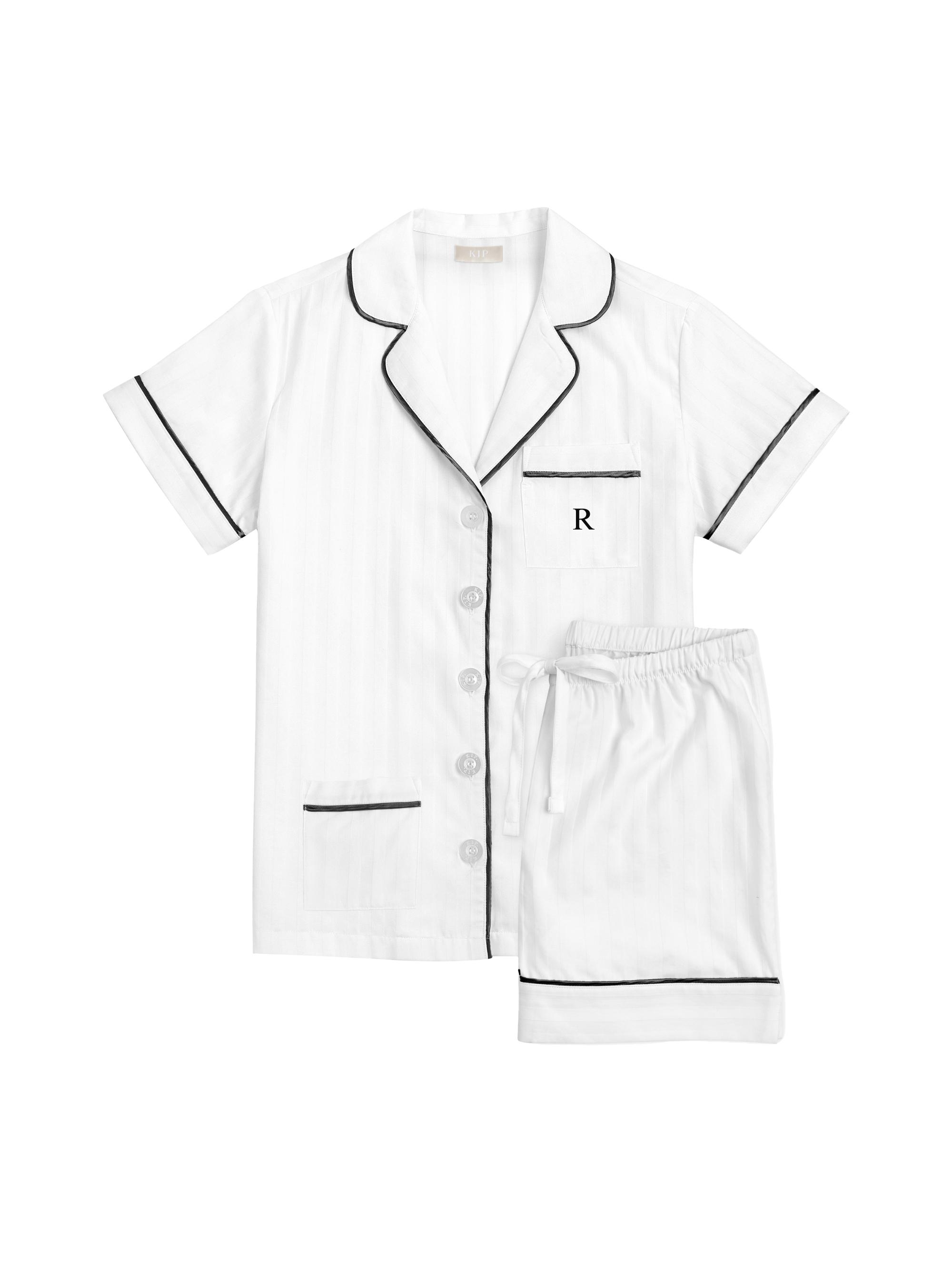 KIP. Women's Monogrammed Premium Cotton Collection Short Pajama Set - Initial R