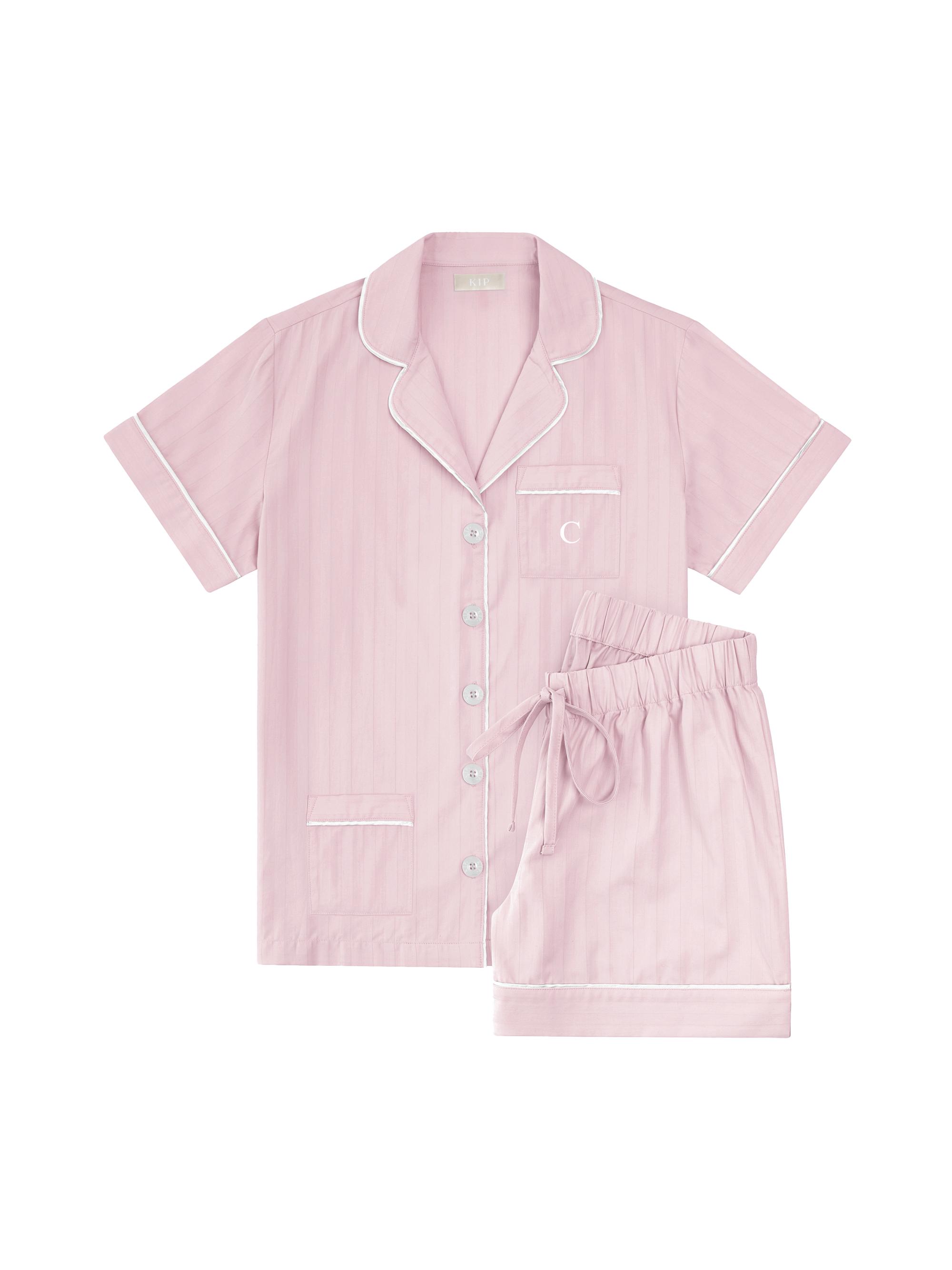 KIP. Women's Monogrammed Premium Cotton Collection Short Pajama Set - Initial C