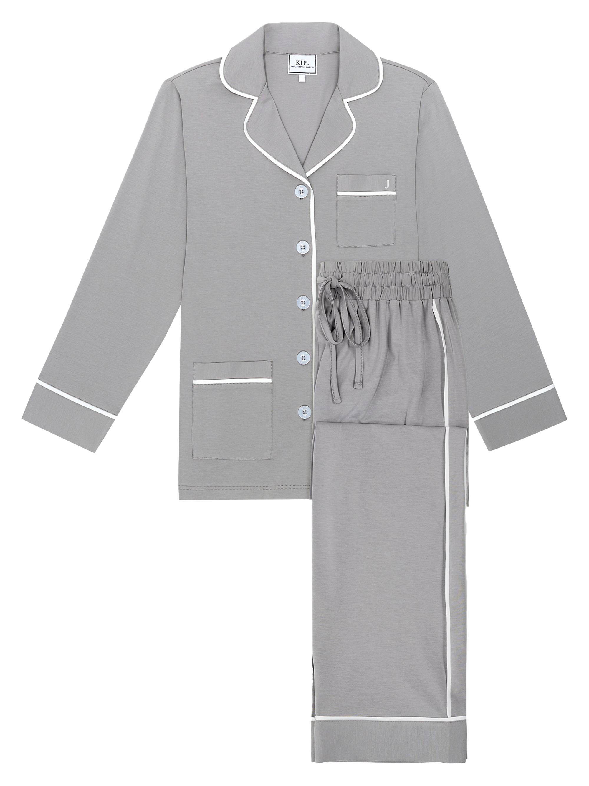 KIP. Women's Monogrammed Cotton Two-Piece Pajama Set - Initial J