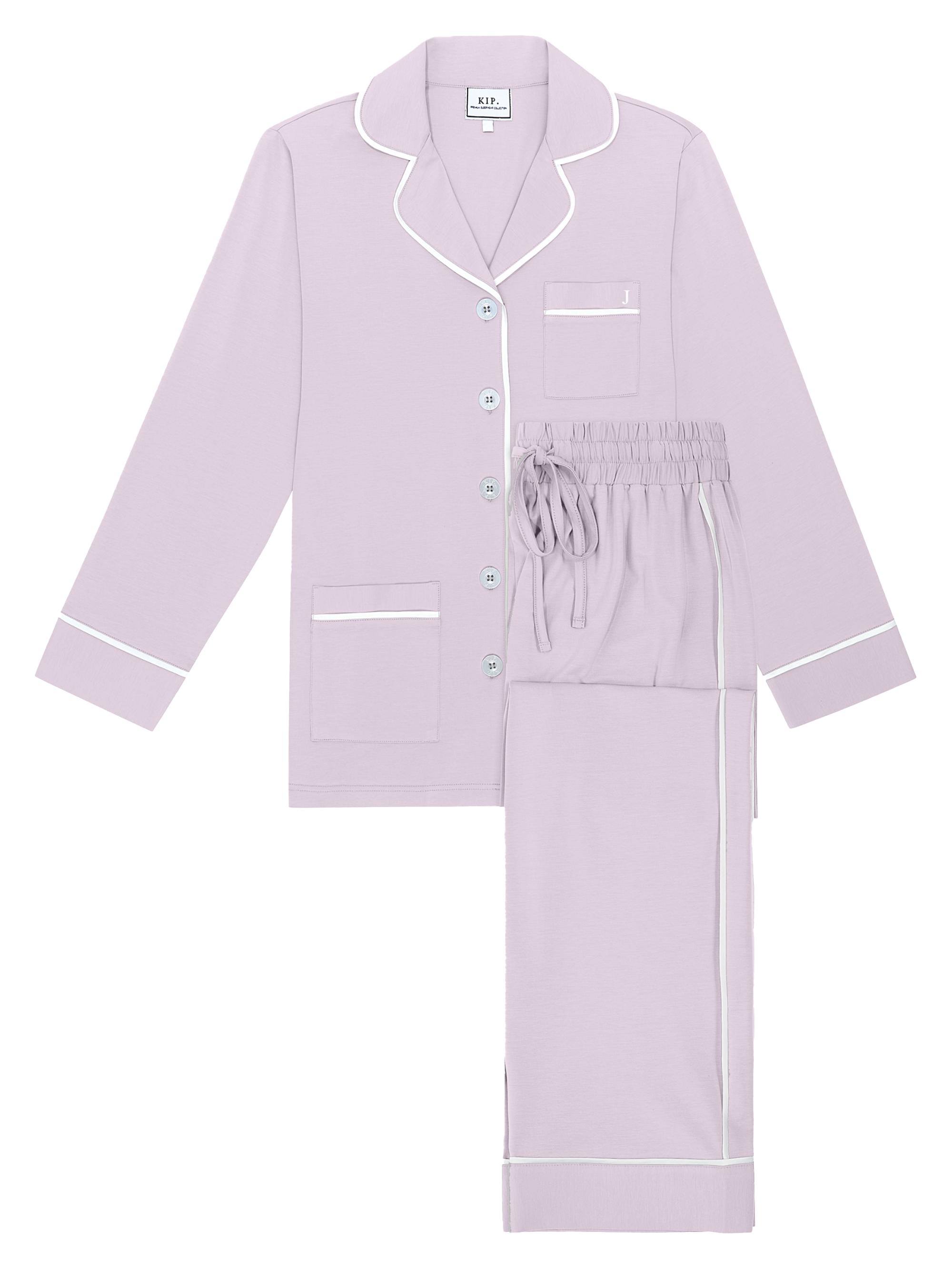 KIP. Women's Monogrammed Luxe Stretch Cotton Collection Pajama Set - Initial J