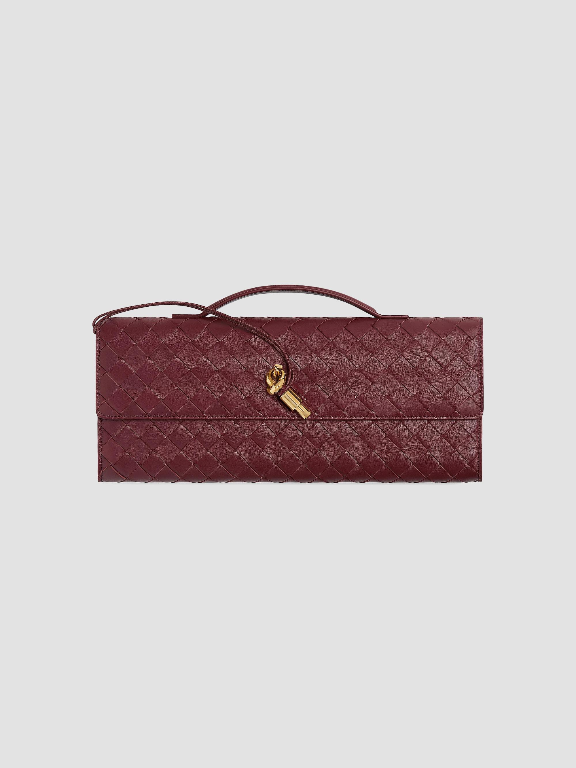 Bottega Veneta Andiamo Intrecciato Leather Top-Handle Clutch