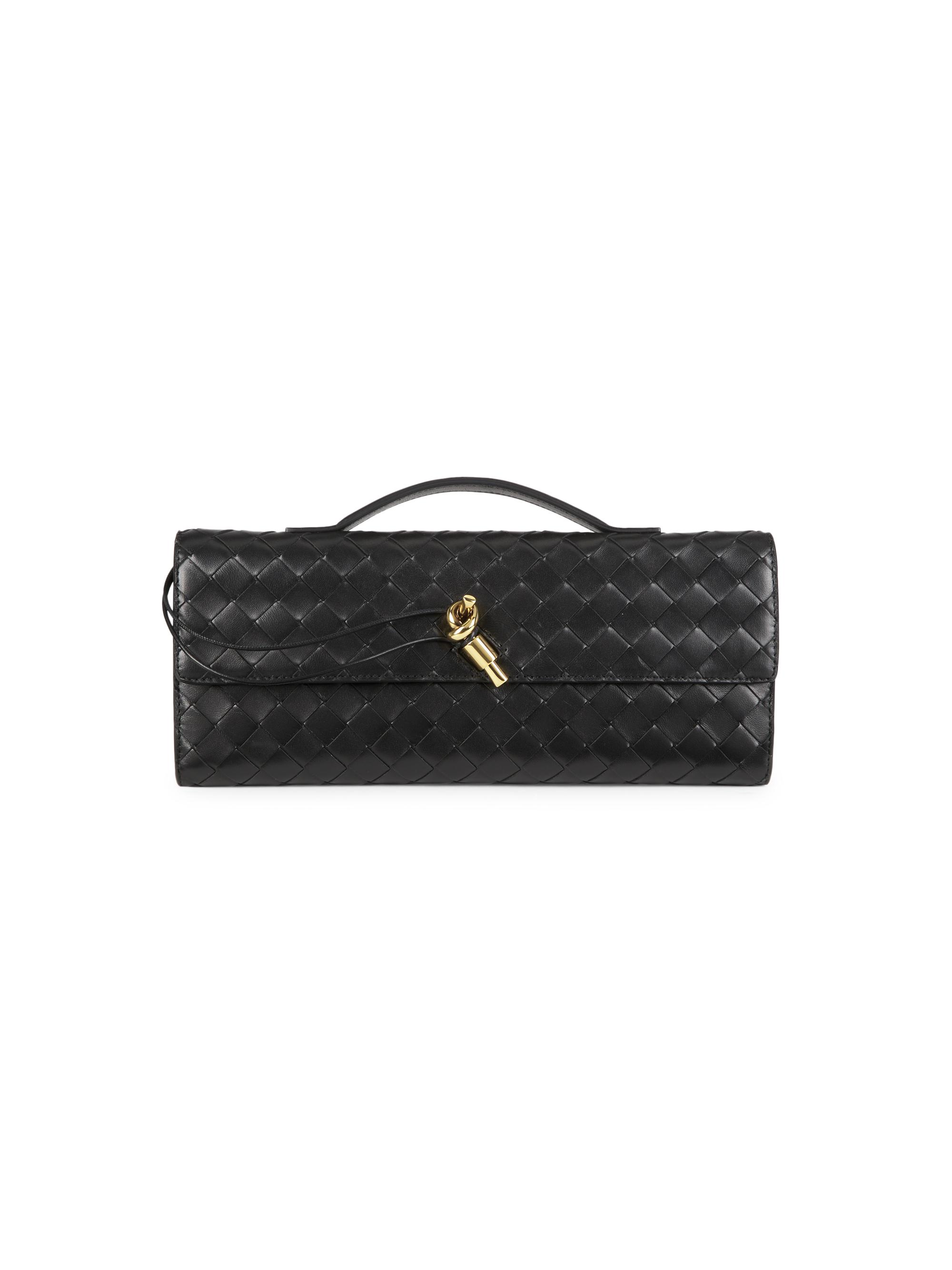【関税&送料込】Bottega Veneta Black Leather Medium Andiamo Bottega Veneta Medium Andiamo Black in Lambskin with Brass