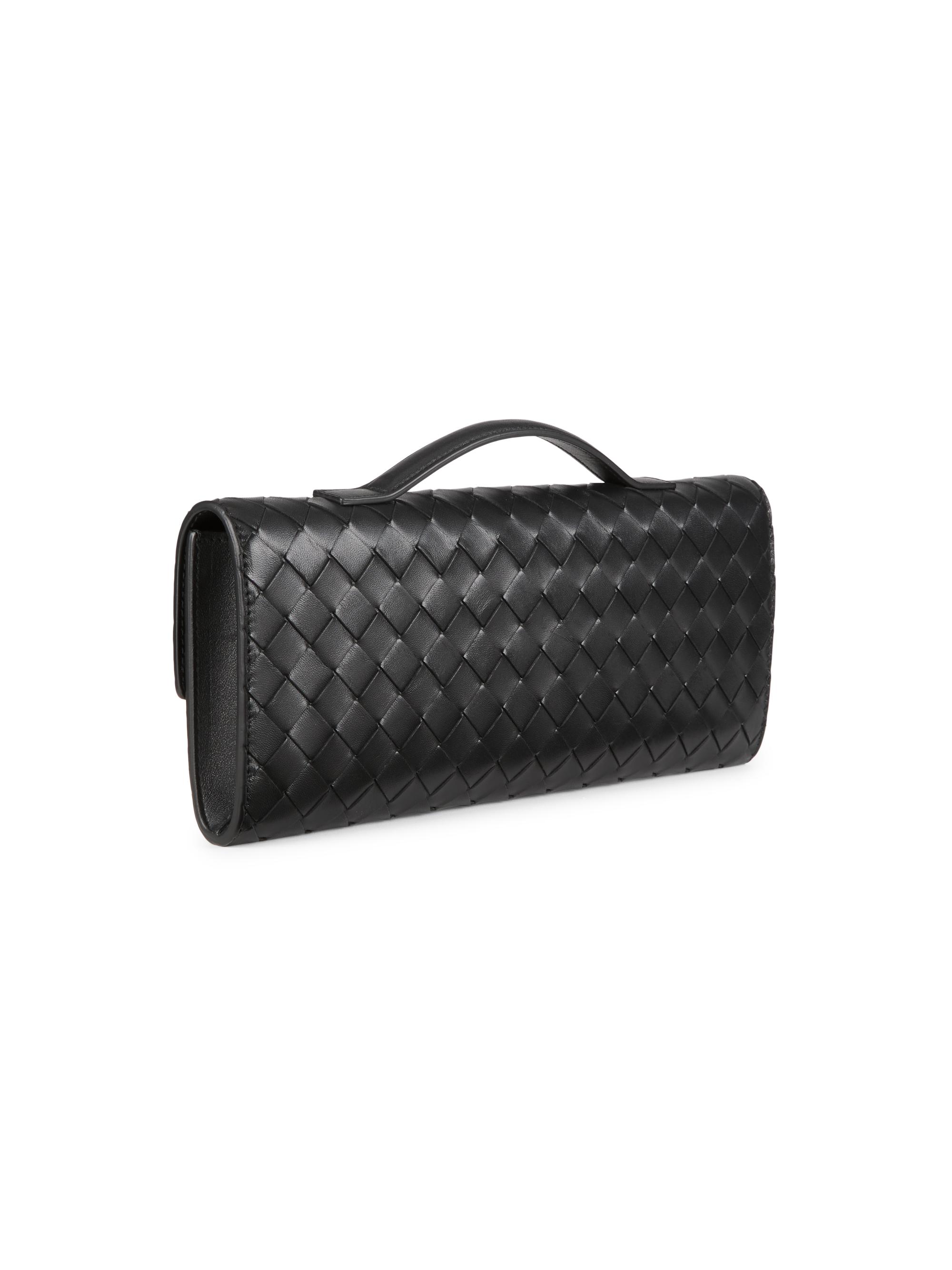 Andiamo Intrecciato Leather Top-Handle Clutch