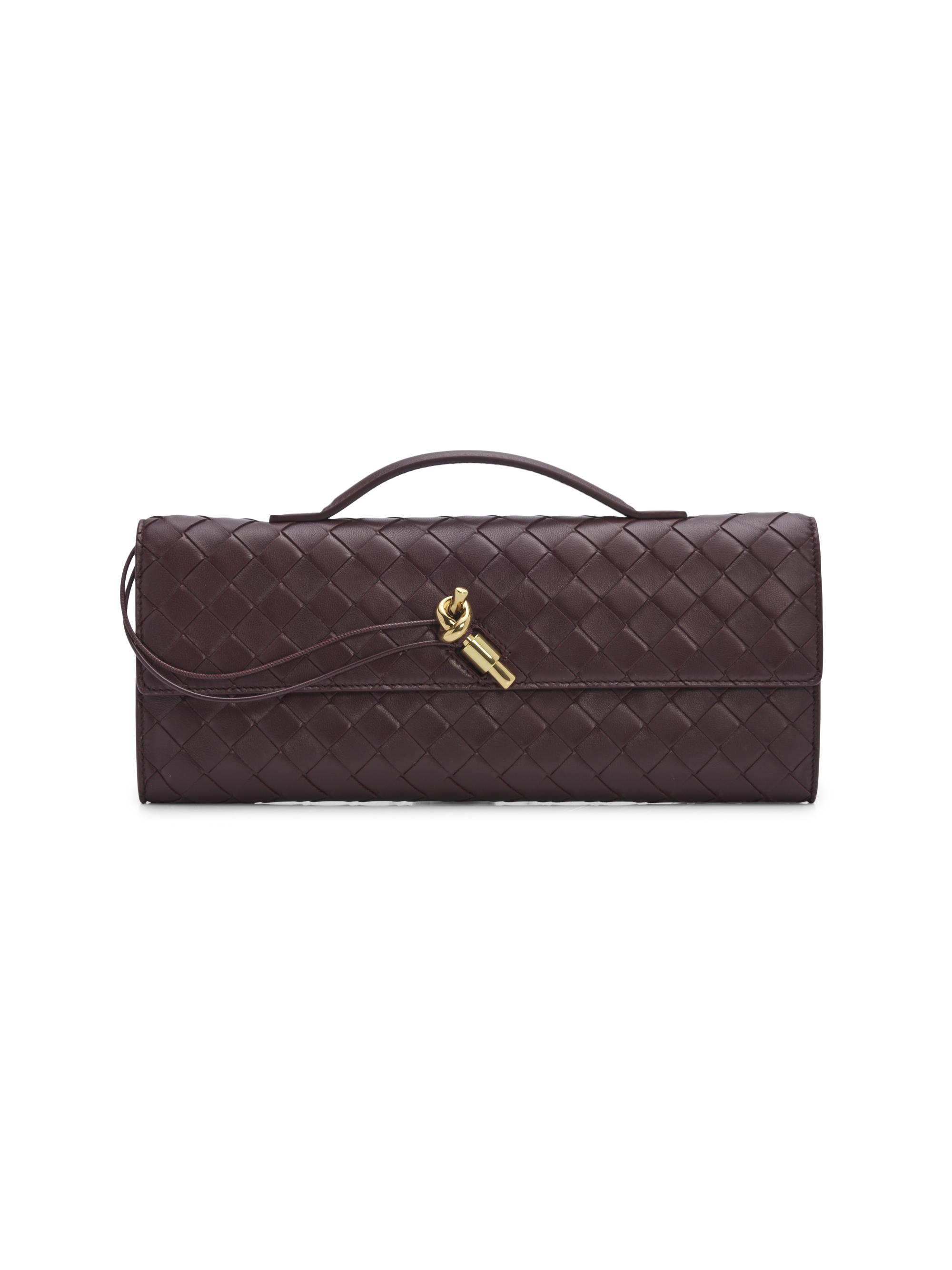 Bottega Veneta Women's Andiamo Intrecciato Leather Top-Handle Clutch - Ecru Muse Brass