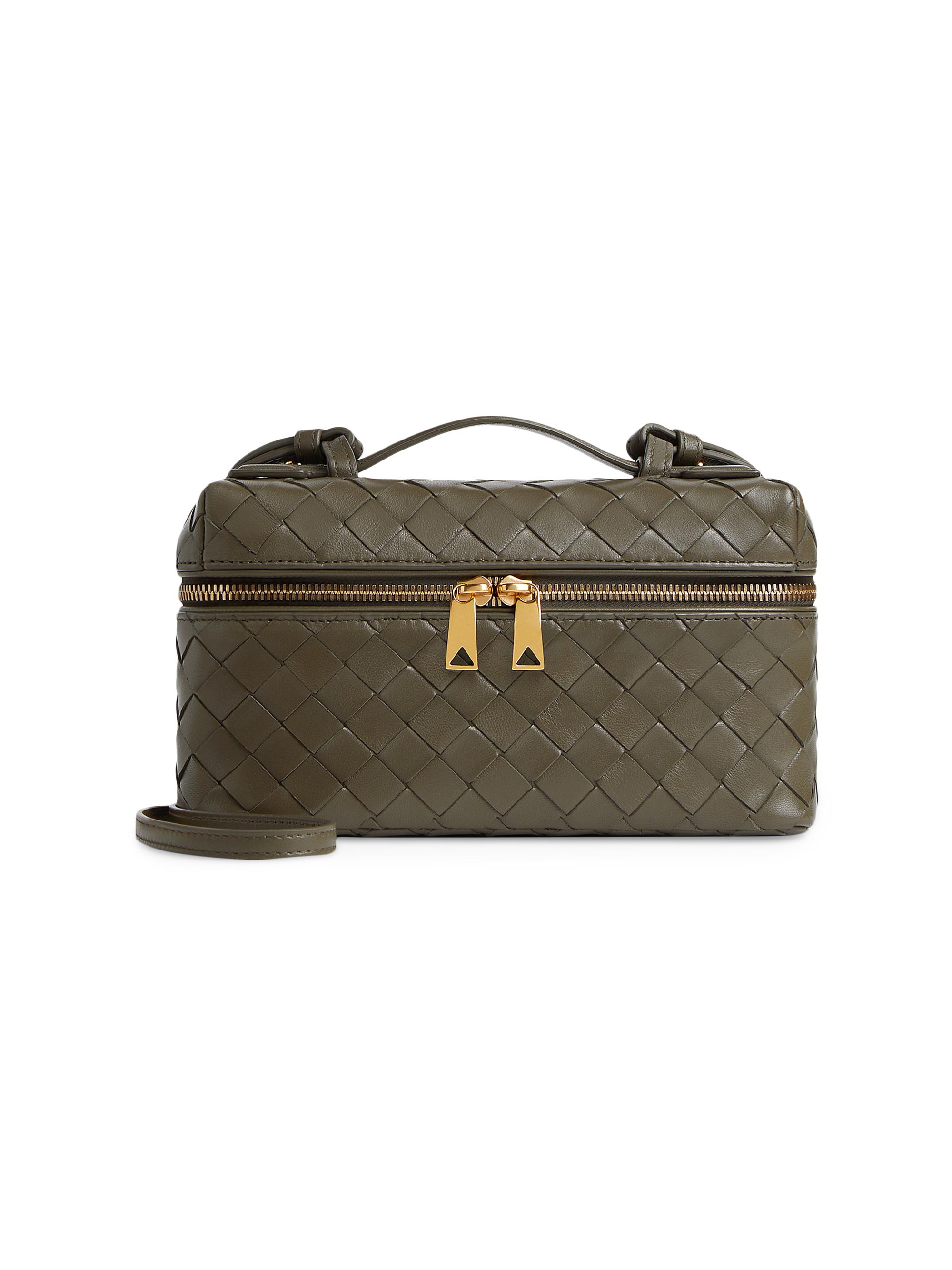 Bottega Veneta Women's Bang Bang Intrecciato Leather Crossbody Vanity Case Bag - Cypress Gold